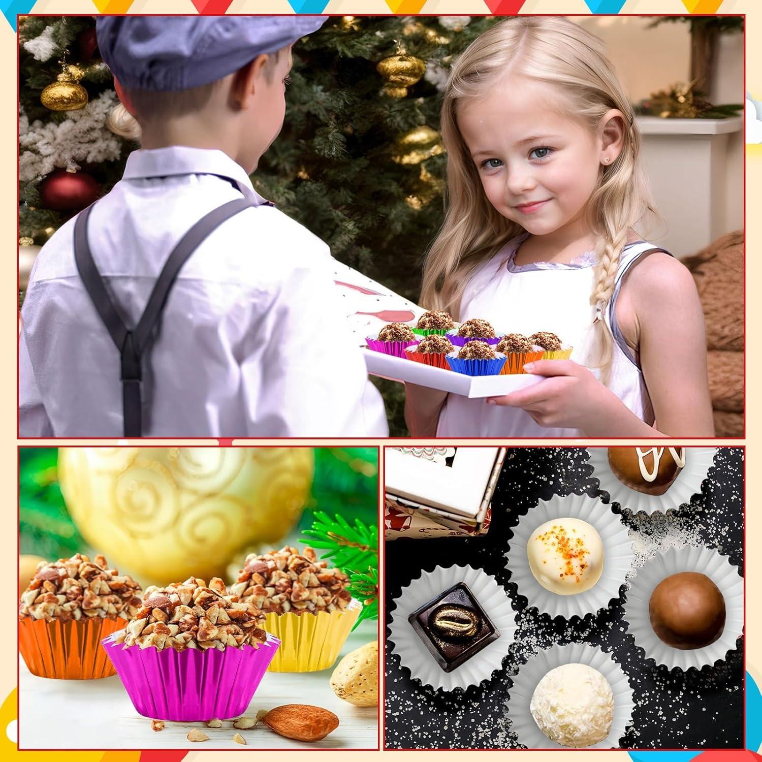 Forros de Cupcake Mini AUGSUN 400pcs Aluminio Multicolor