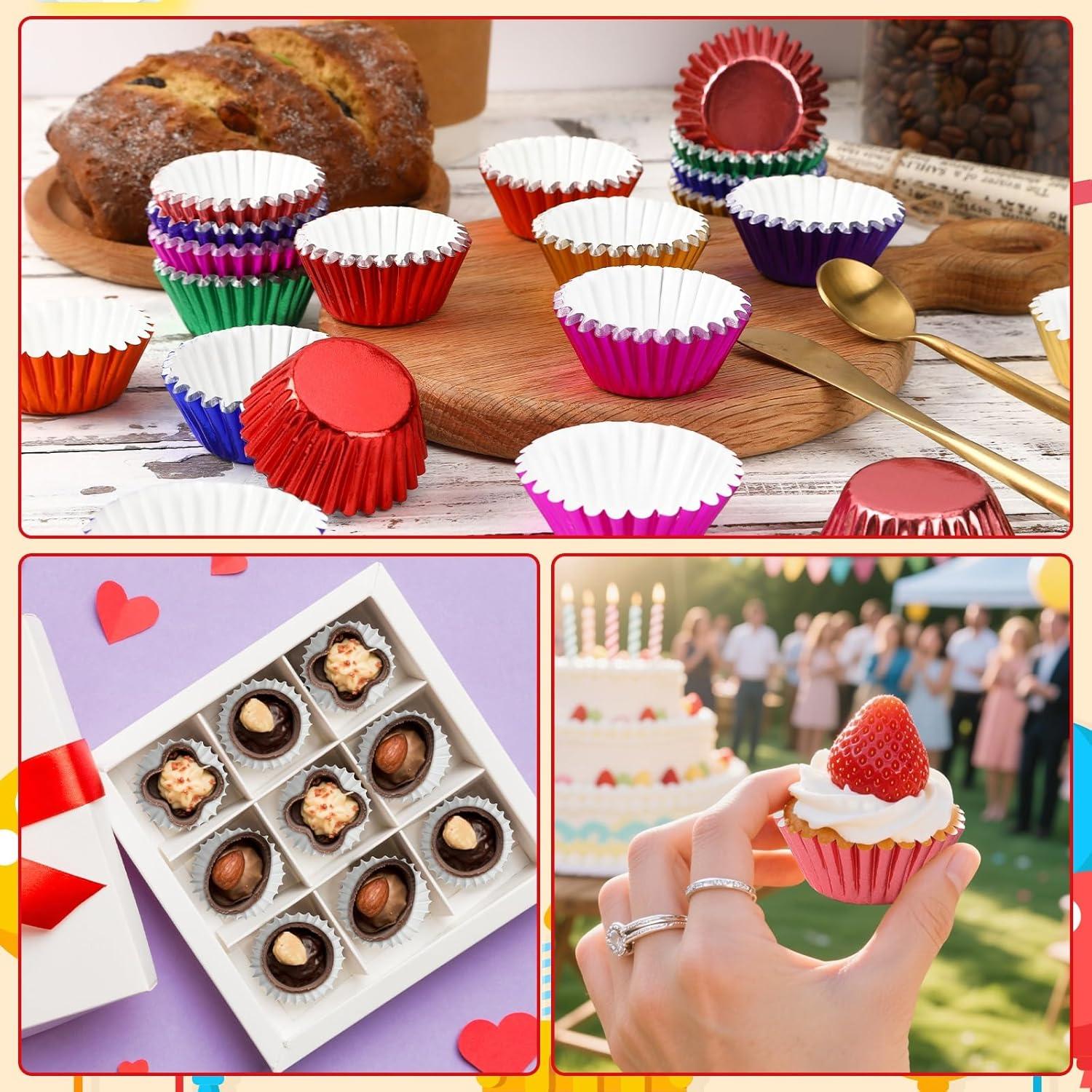 Forros de Cupcake Mini AUGSUN 400pcs Aluminio Multicolor
