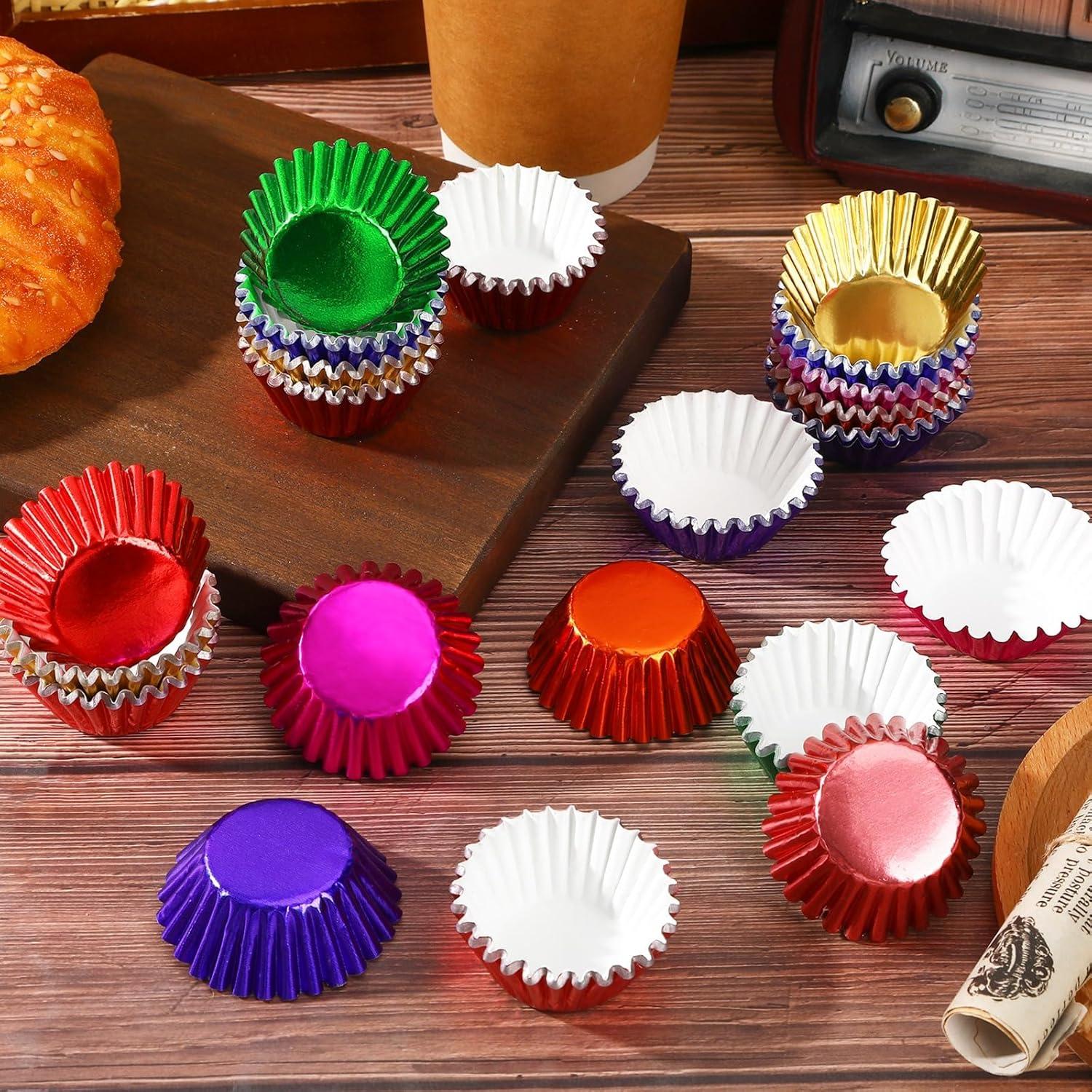 Forros de Cupcake Mini AUGSUN 400pcs Aluminio Multicolor