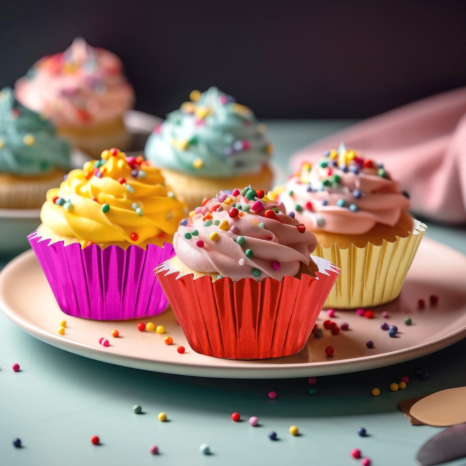 Forros de Cupcake Mini AUGSUN 400pcs Aluminio Multicolor