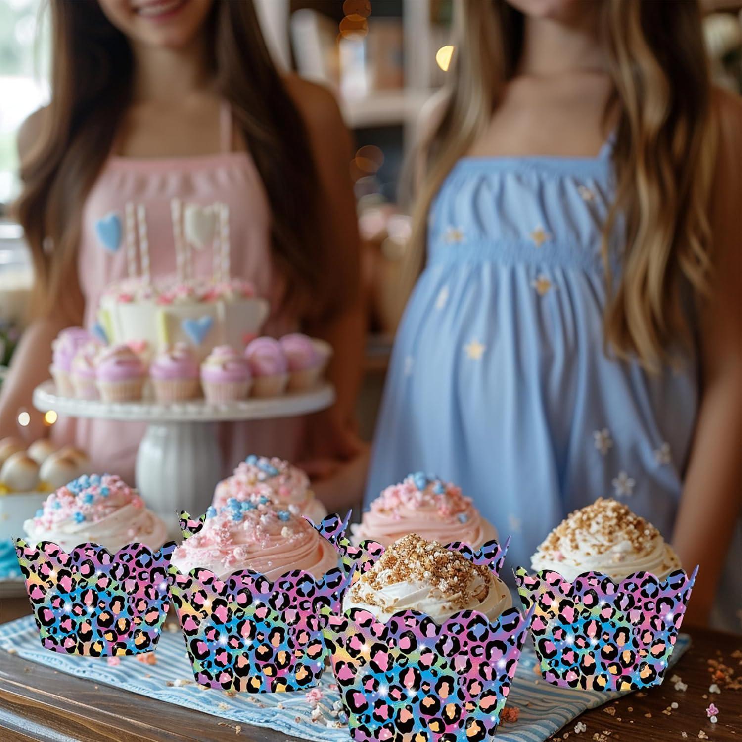 Fundas para Cupcakes Neon Leopardo 48 Piezas Umomi