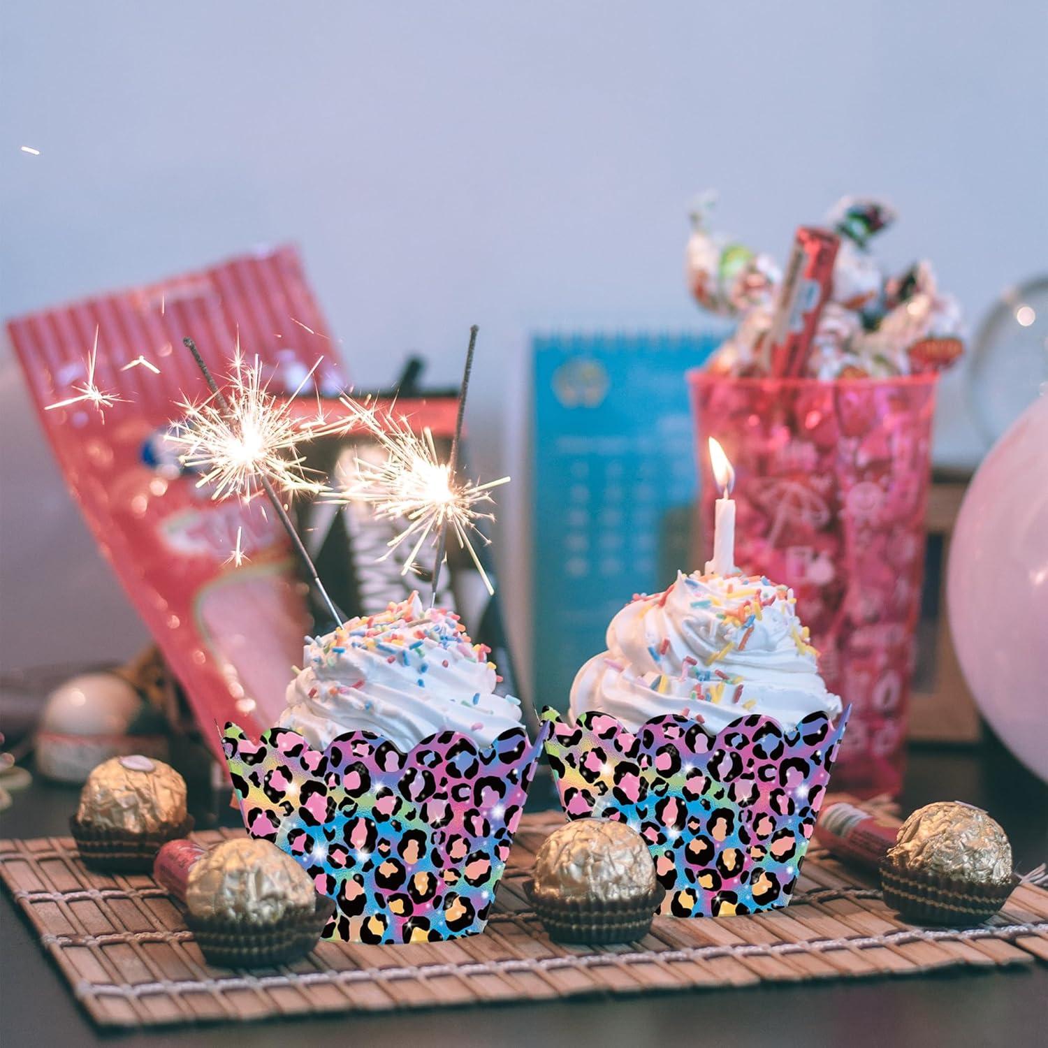 Fundas para Cupcakes Neon Leopardo 48 Piezas Umomi