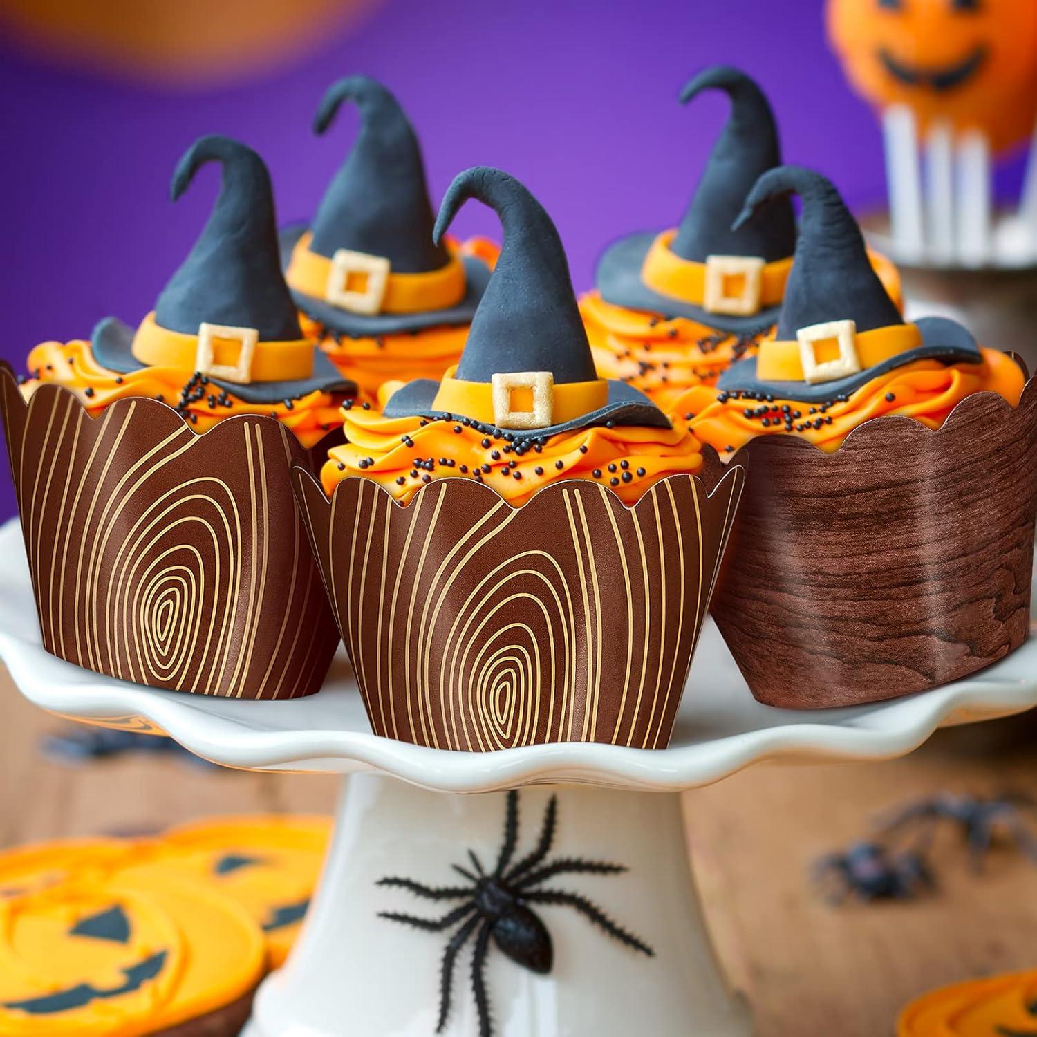 60 Fundas para Cupcakes de Papel Marrón Chengu - Diseño Madera