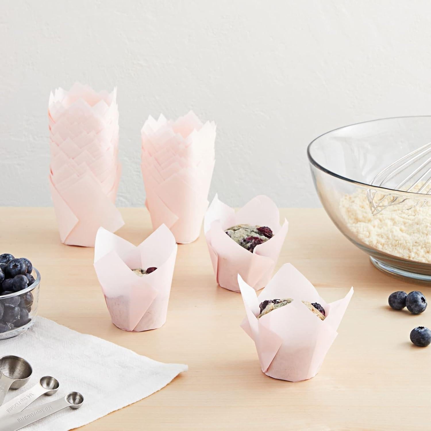 Forros de Cupcake Tulip Pink Juvale - 100 Piezas Desechables