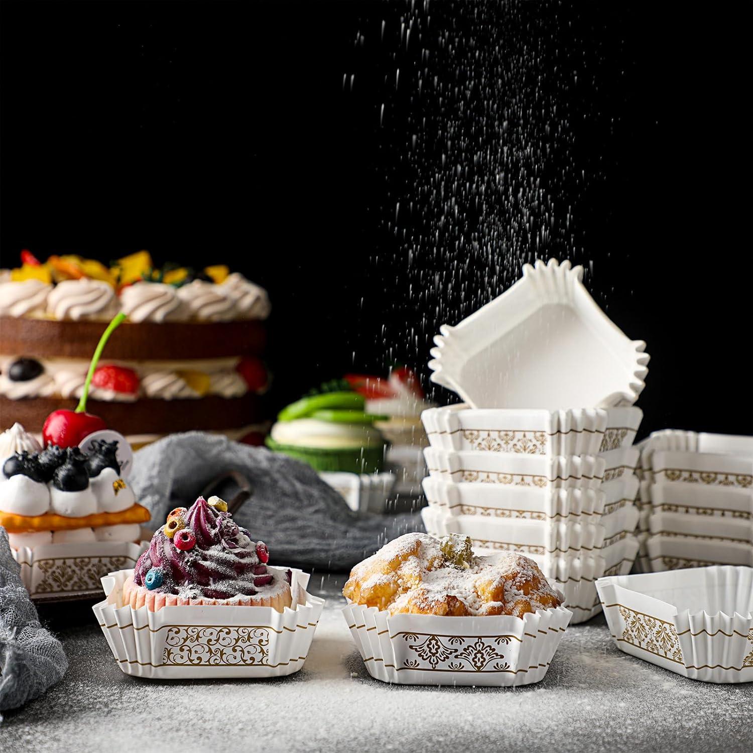 Maxcheck 300 Tazas de Hornear Cuadradas 6x6 cm Diseño Europeo