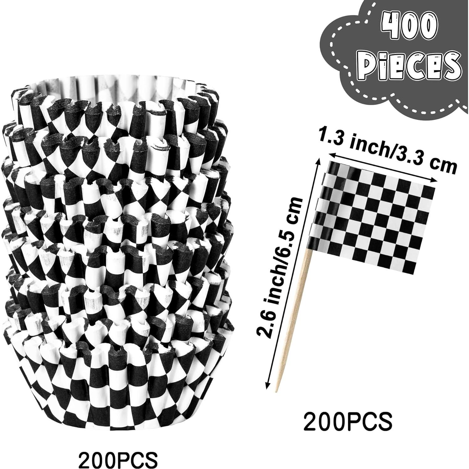 Forros de Cupcake Mini COcnny 200pcs a Cuadros Blancos y Negros