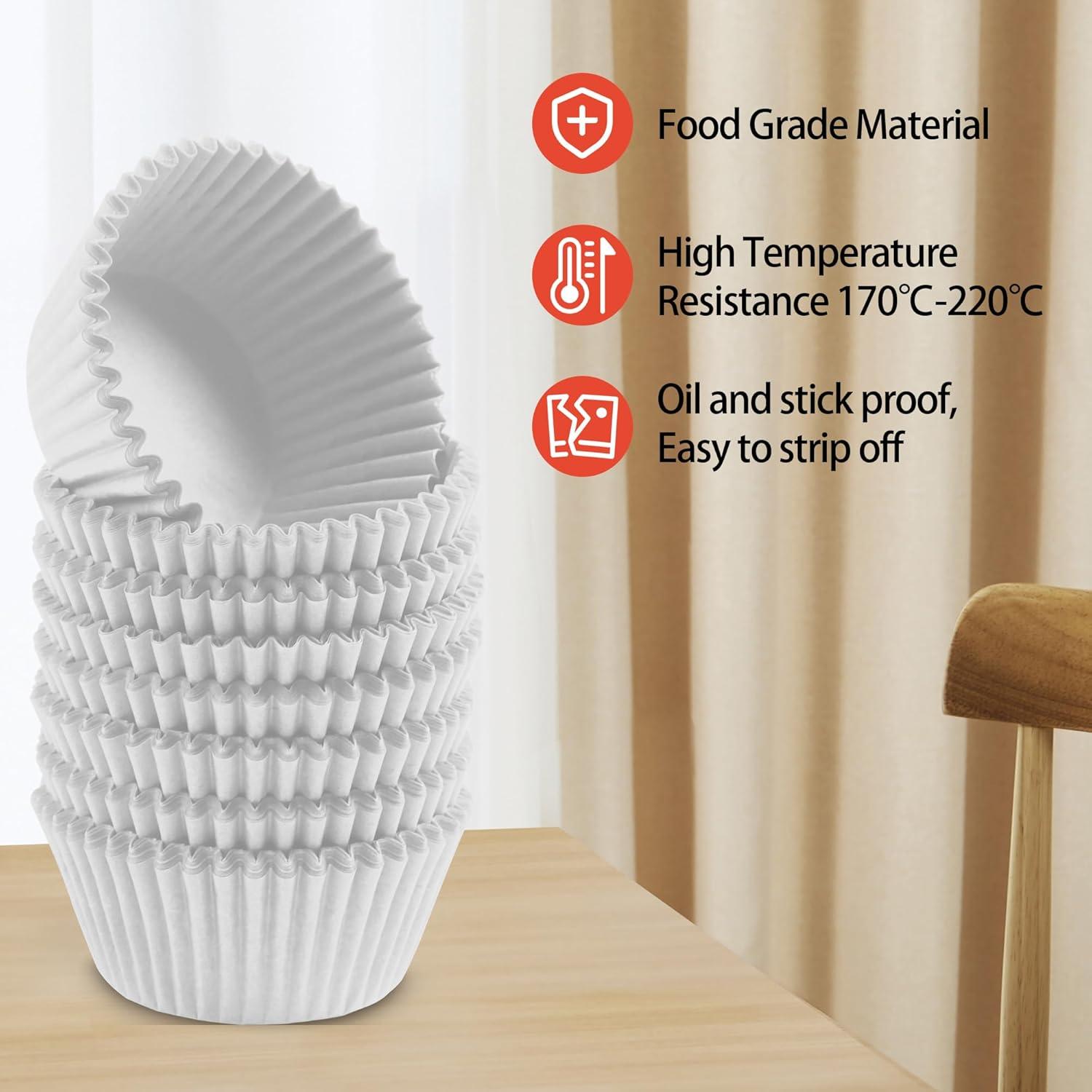 Forros de Cupcake Estándar YestBuy 200 Pcs Desechables Blancos