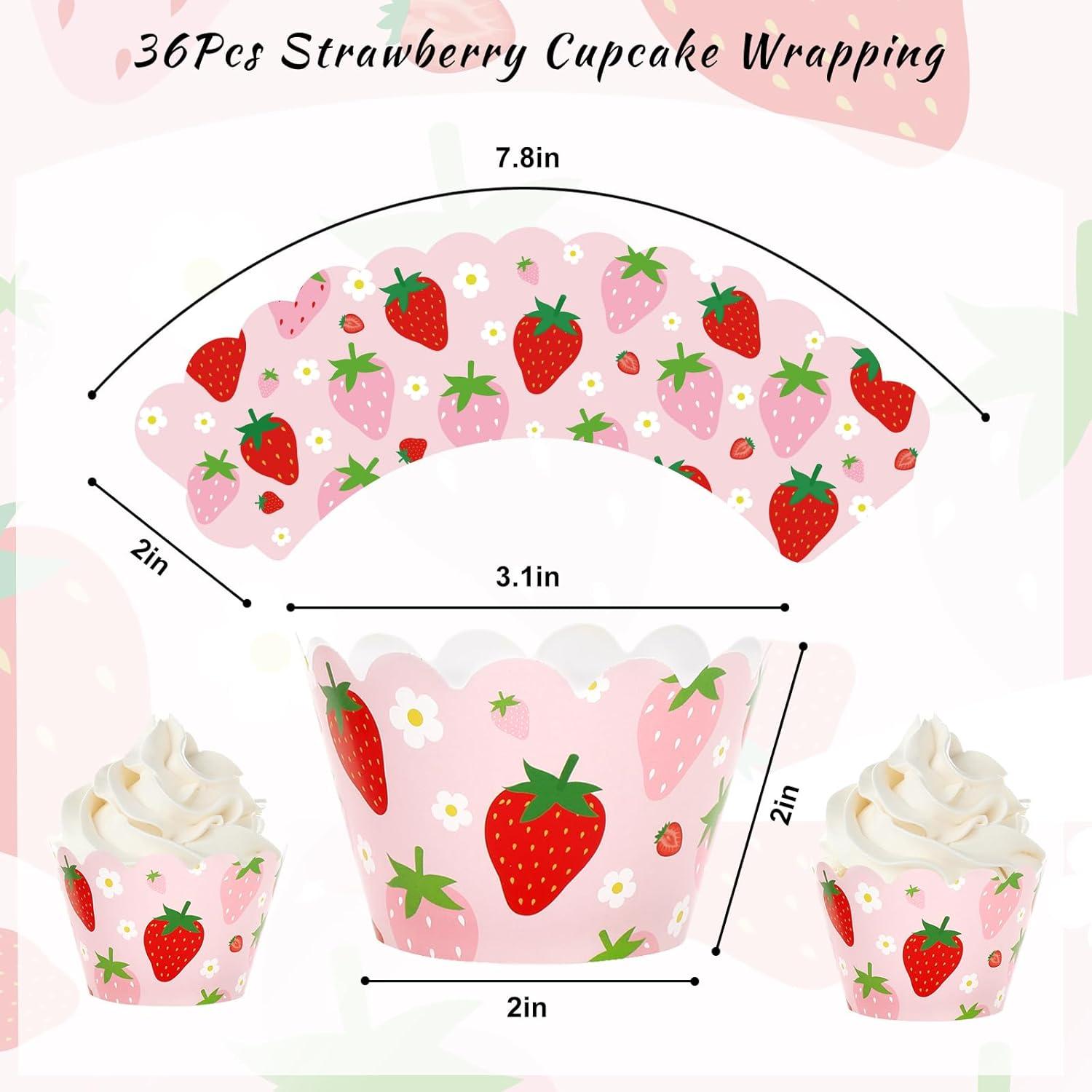 Envolturas de Cupcake Fresa Whaline 36 Piezas 7.8 cm