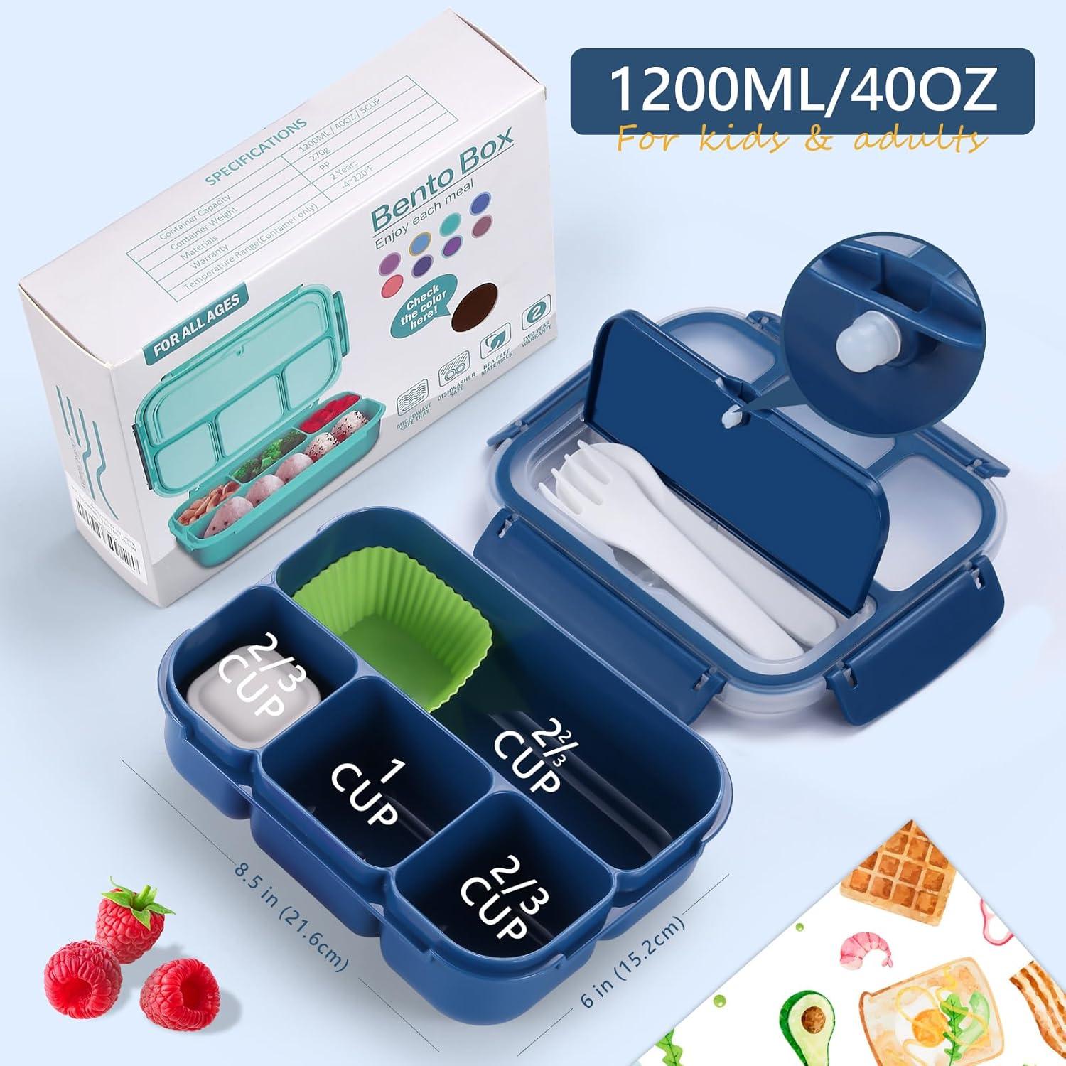 Caja de Almuerzo Bento 1200ml Azul Marino - 4 Compartimentos