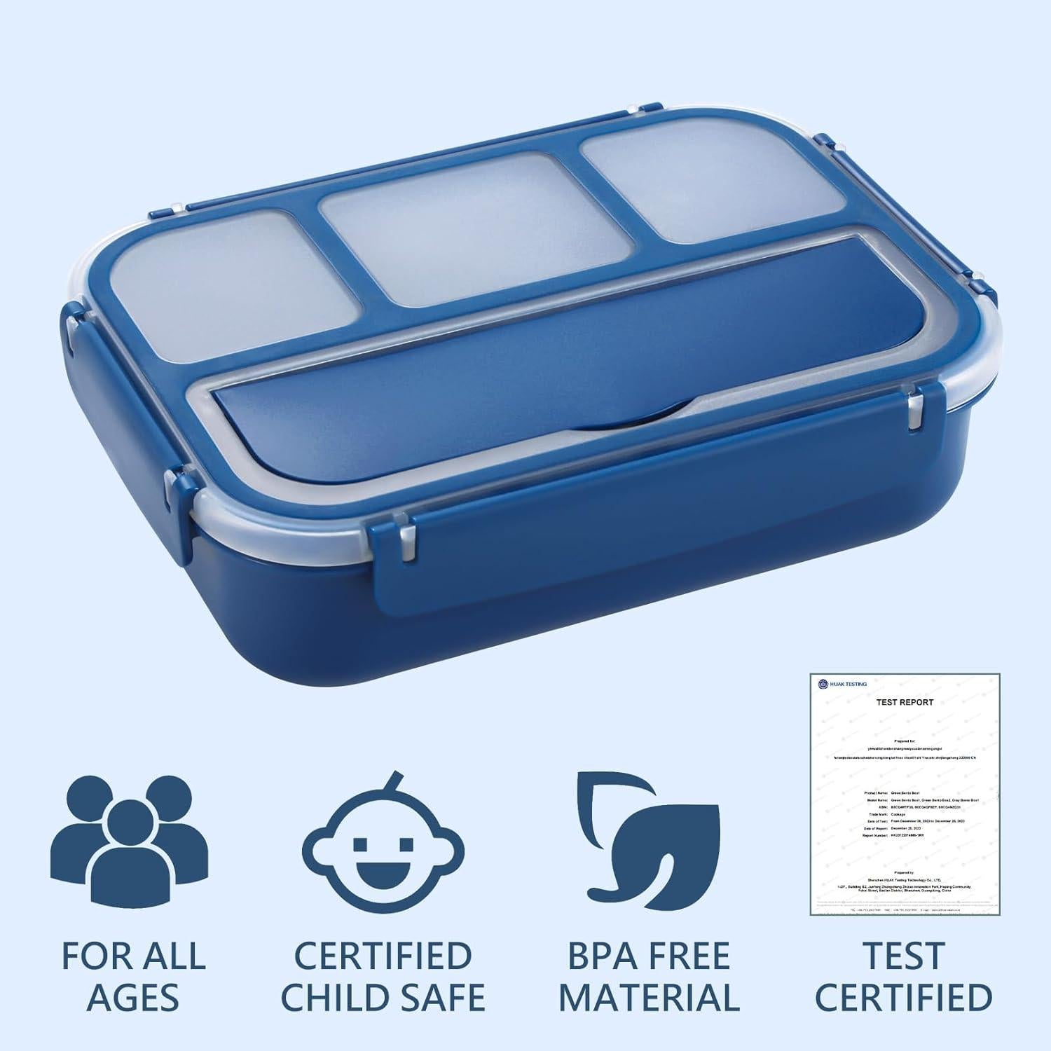 Caja de Almuerzo Bento 1200ml Azul Marino - 4 Compartimentos