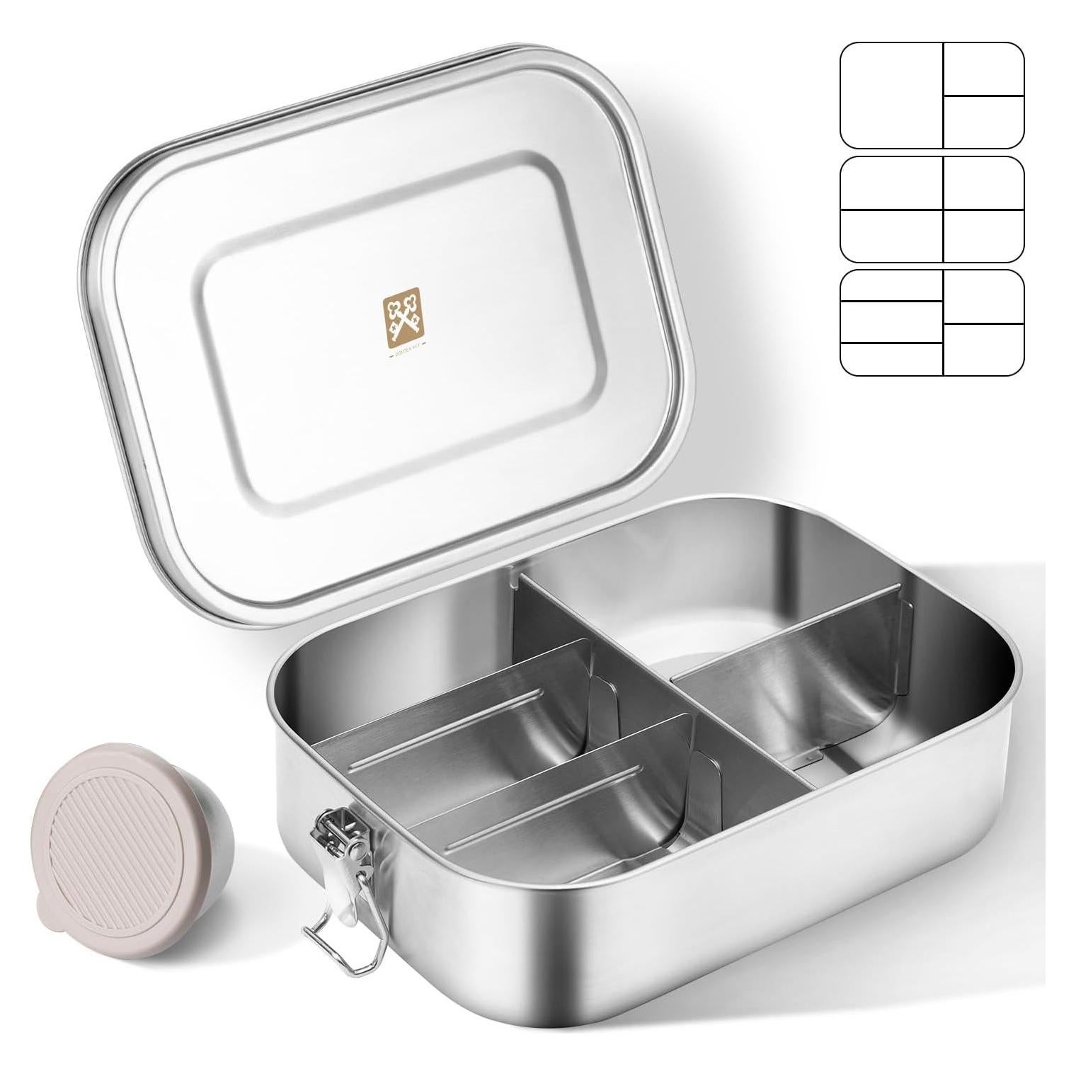Caja de Almuerzo Acero Inoxidable Golden Key 1400ml 5 Compartimentos