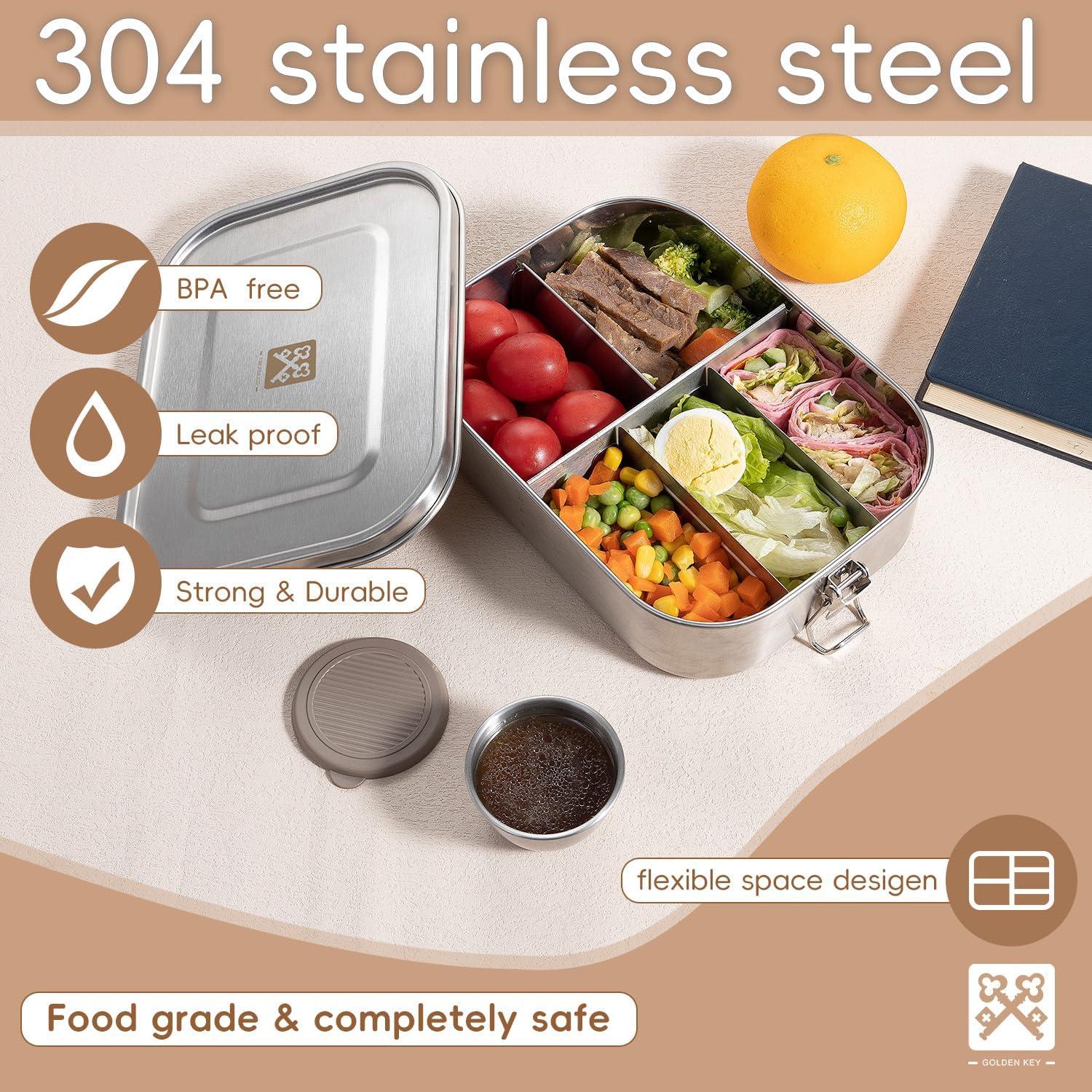 Caja de Almuerzo Acero Inoxidable Golden Key 1400ml 5 Compartimentos