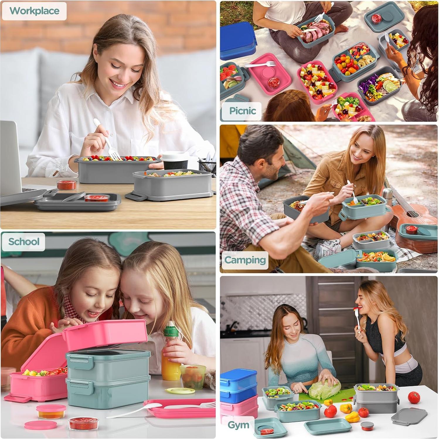 Caja de Almuerzo Bento DaCool 74 OZ Apilable a Prueba de Fugas