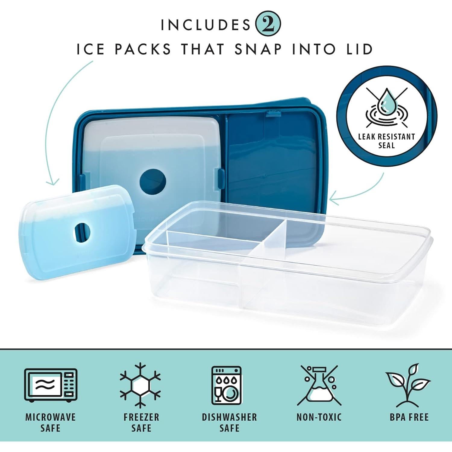 Fit & Fresh Caja Bento Marino 1.84L con 2 Paquetes de Hielo