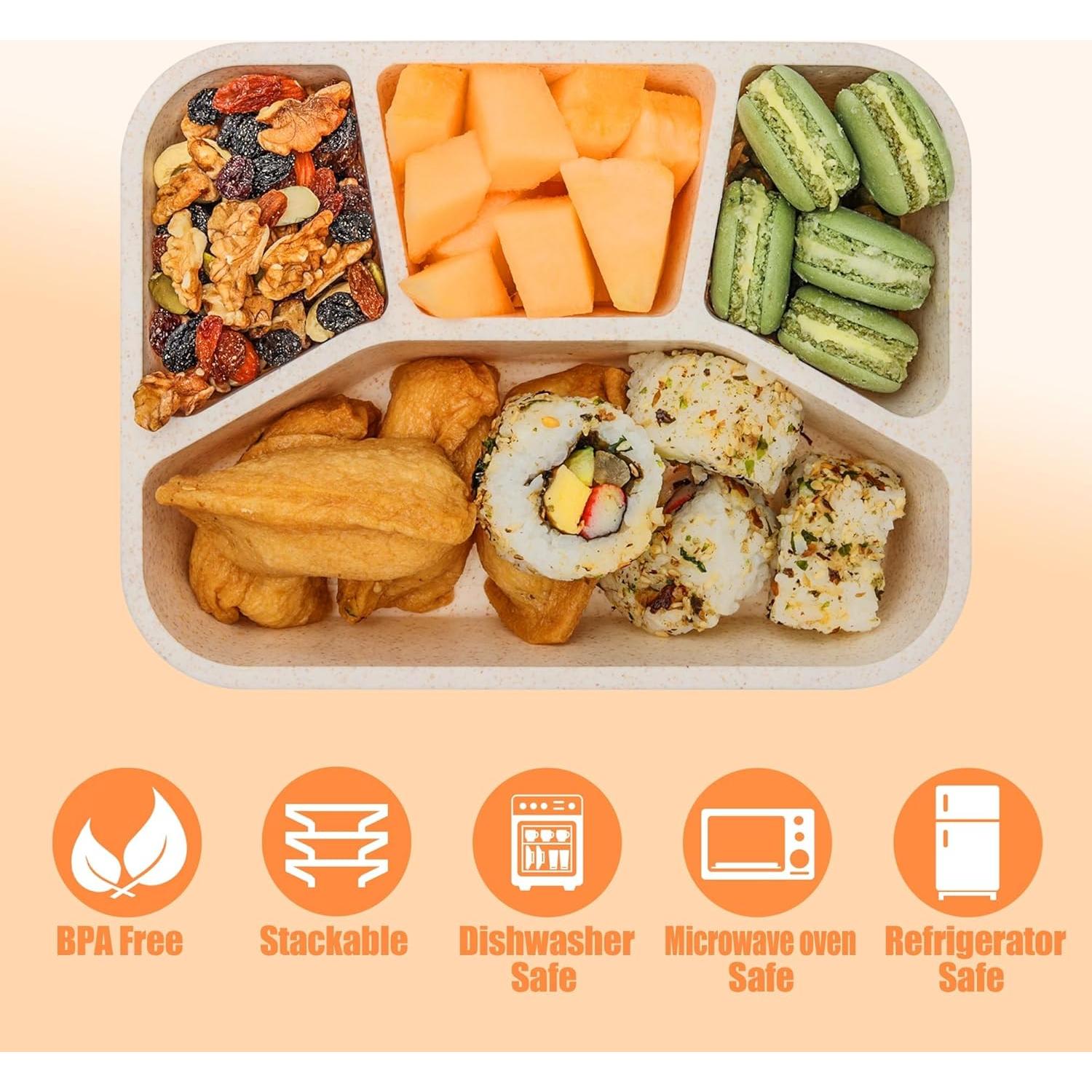 Contenedor Bento TOUWMX - Paquete de 4 Compartimentos 975ml