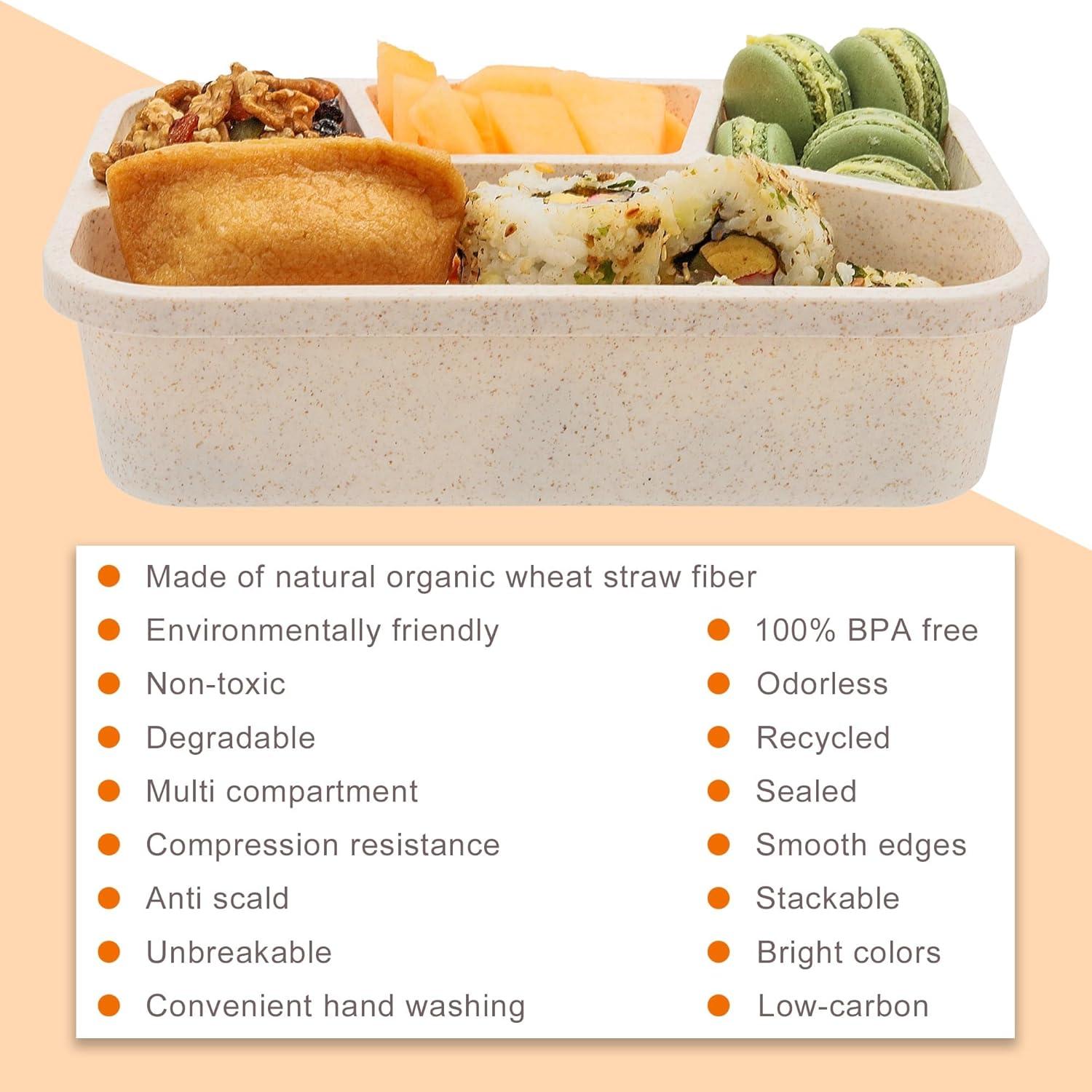 Contenedor Bento TOUWMX - Paquete de 4 Compartimentos 975ml