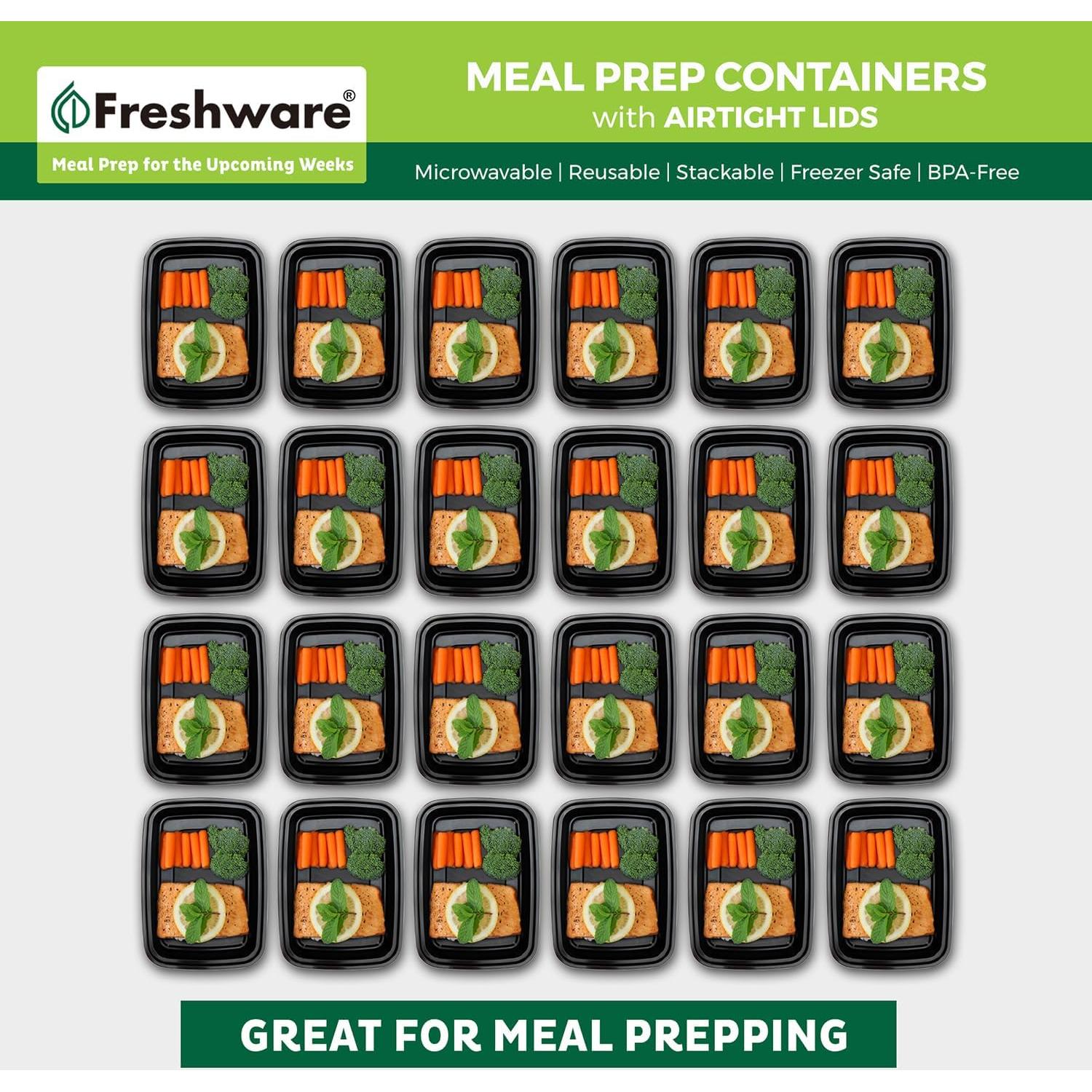 Contenedores de Preparación de Comidas Freshware 50 Piezas 710ml
