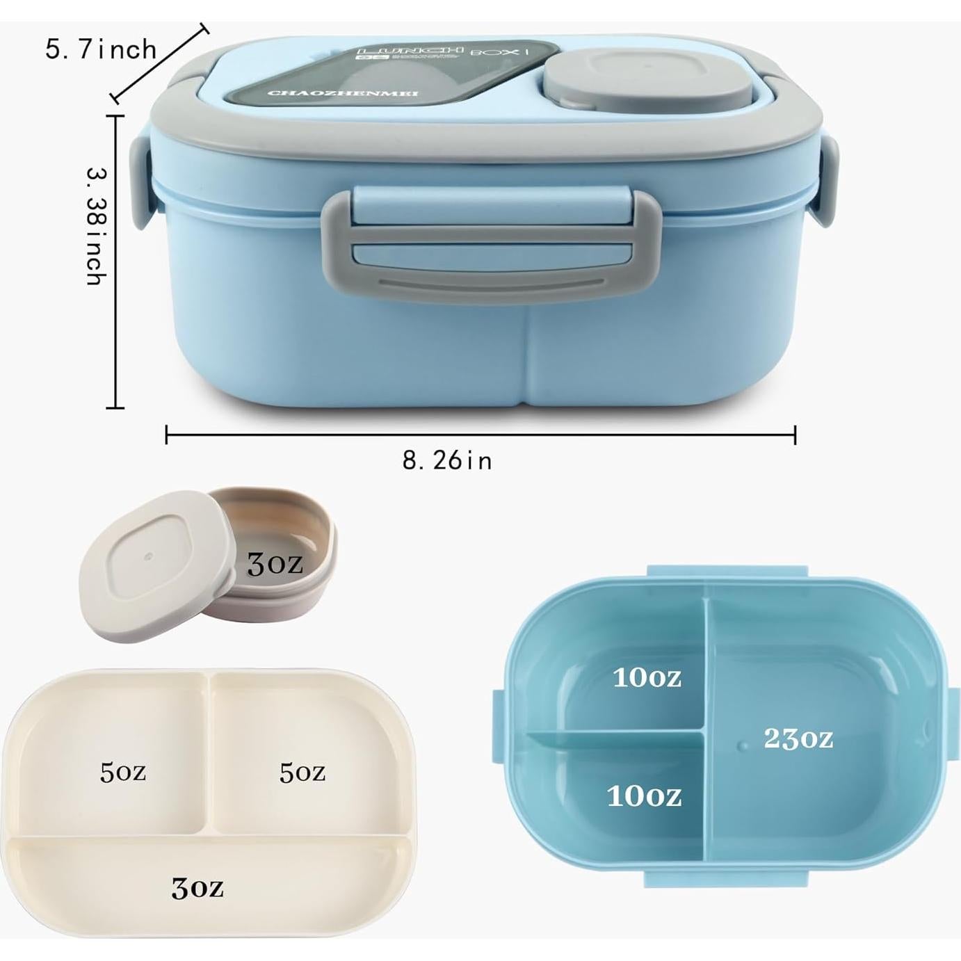 Caja de Almuerzo Bento Tinaforld 1.27L Azul con Utensilios