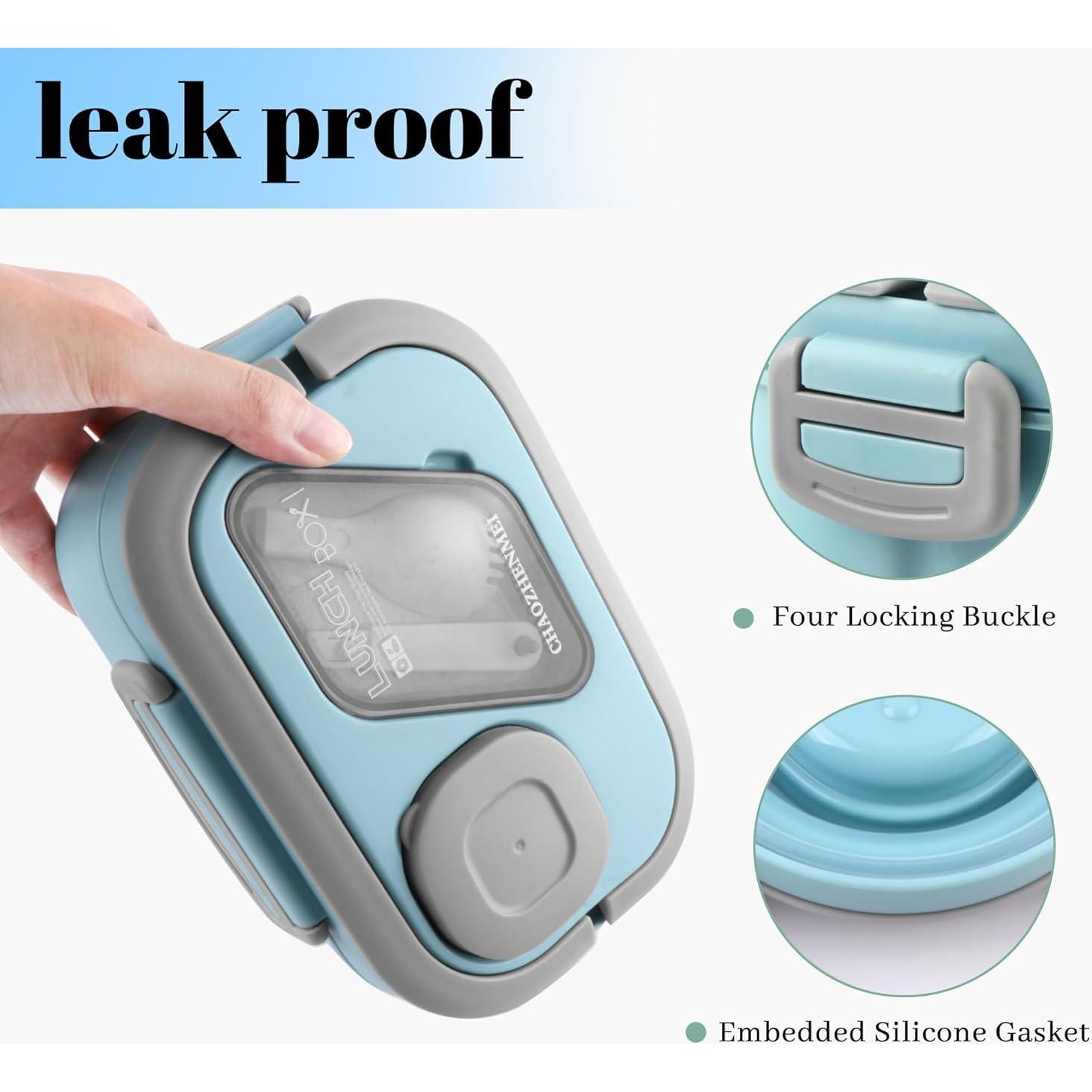 Caja de Almuerzo Bento Tinaforld 1.27L Azul con Utensilios