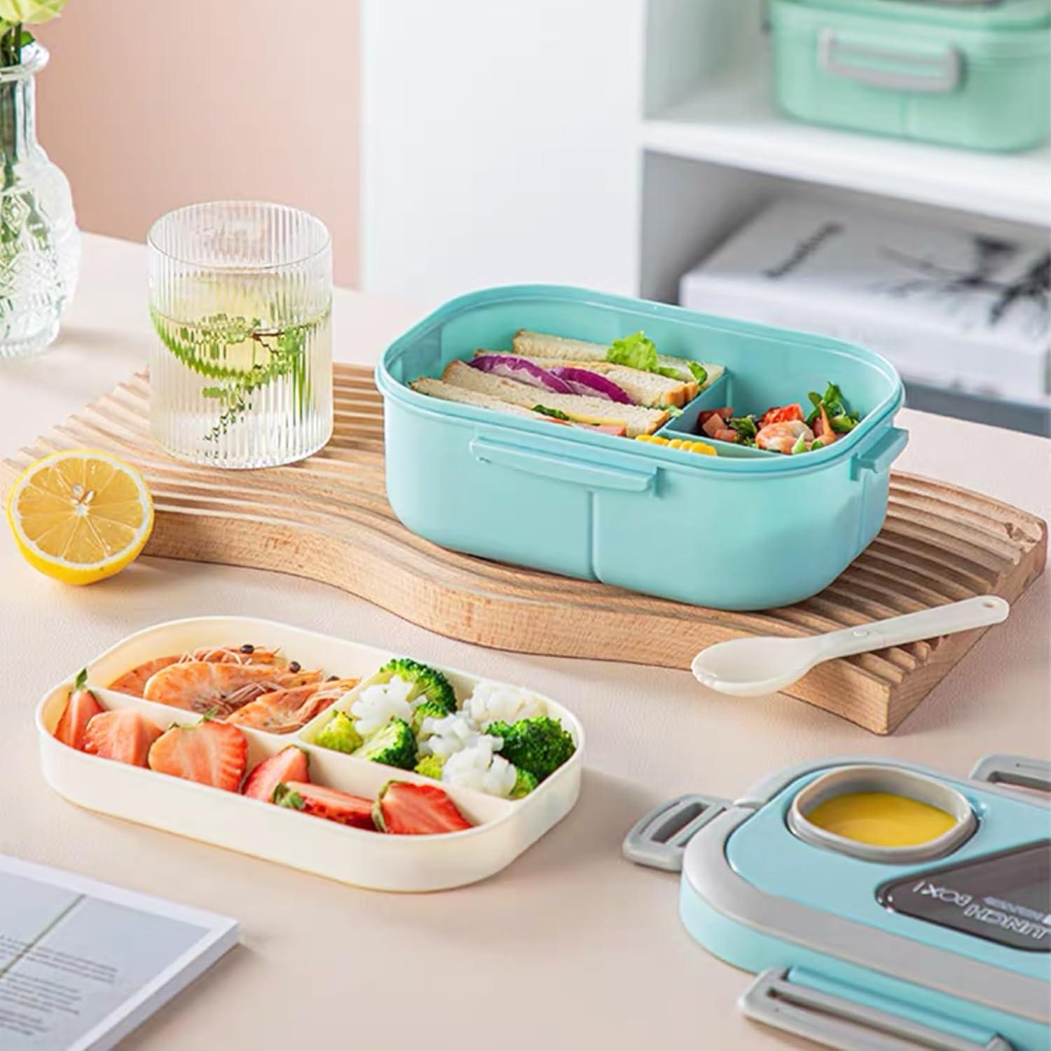 Caja de Almuerzo Bento Tinaforld 1.27L Azul con Utensilios