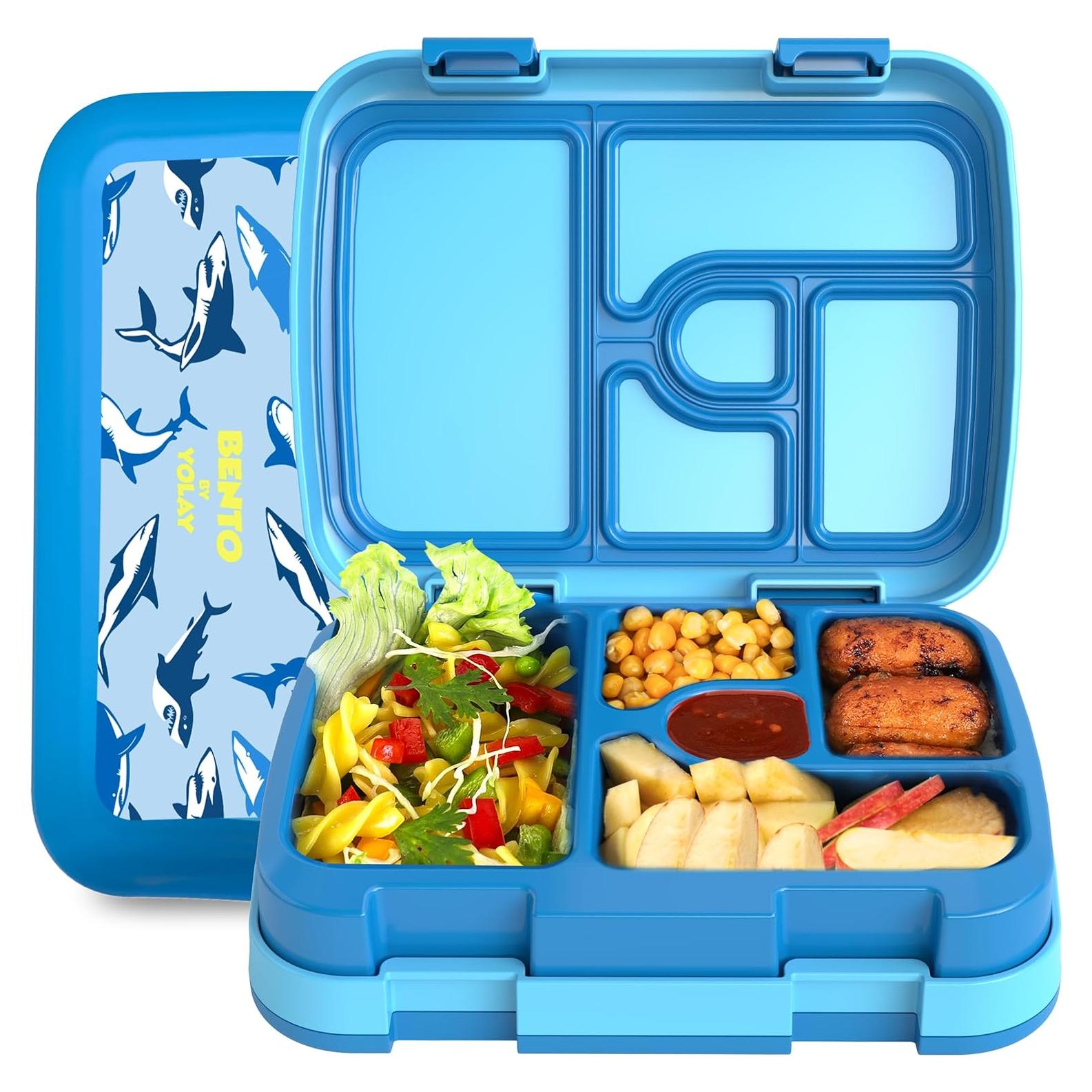 Caja Bento YOLAY para Niños 5 Compartimentos Tiburones 800ml