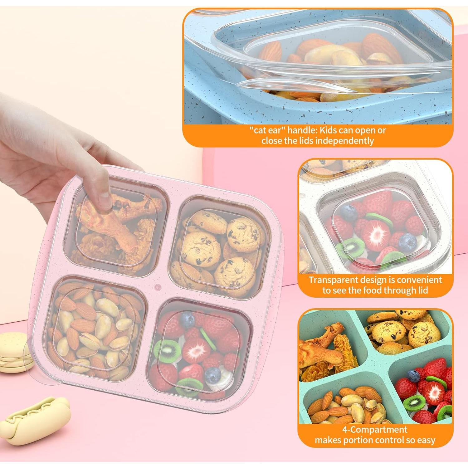 Cajas Bento RGNEIN 4 Compartimentos Reutilizables 473ml