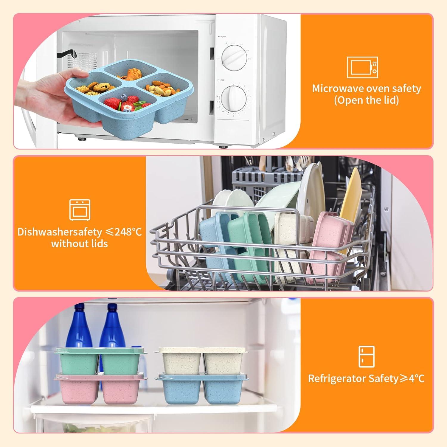 Cajas Bento RGNEIN 4 Compartimentos Reutilizables 473ml