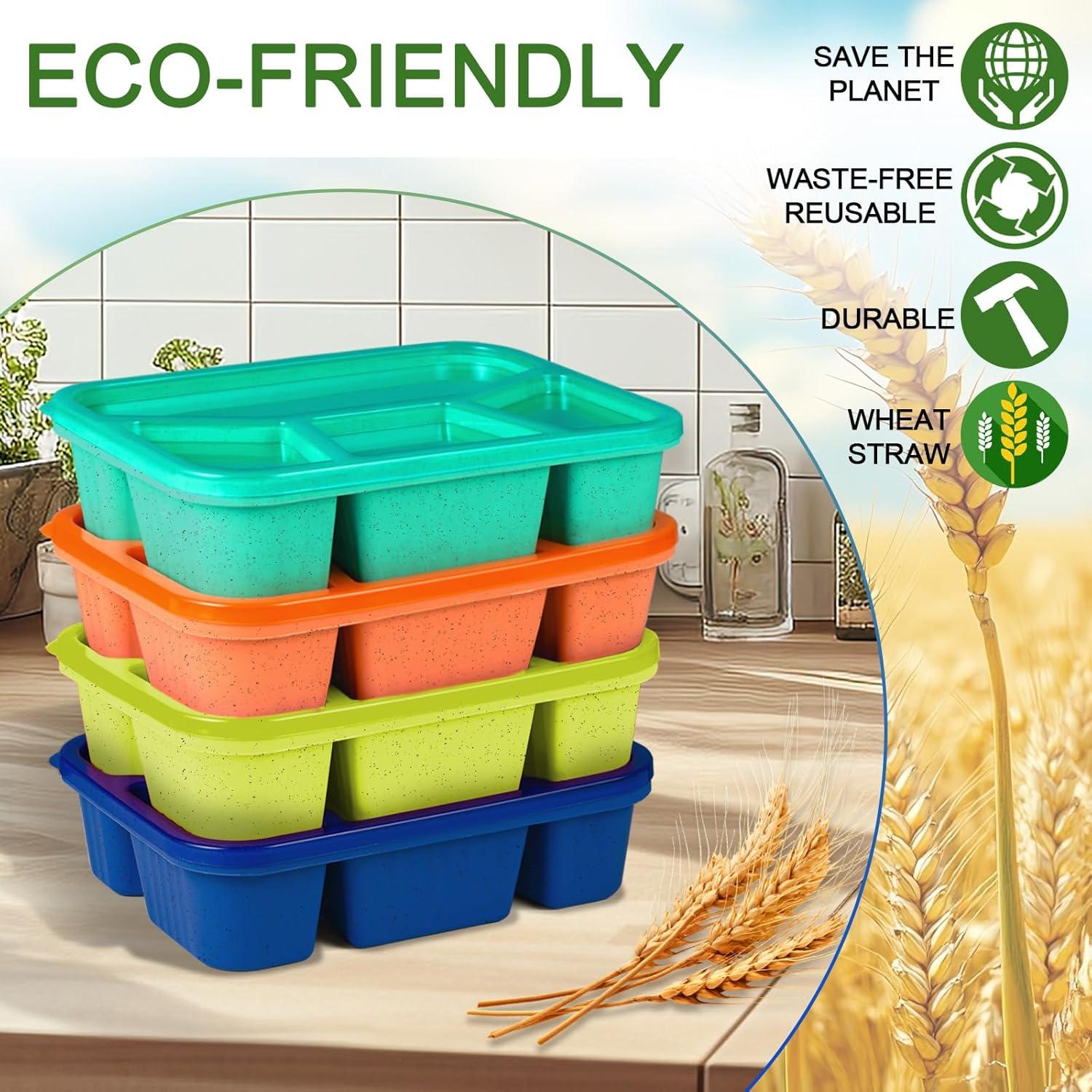 Contenedores Bento BIEOFFEI 4 Compartimentos Reutilizables 1000ml