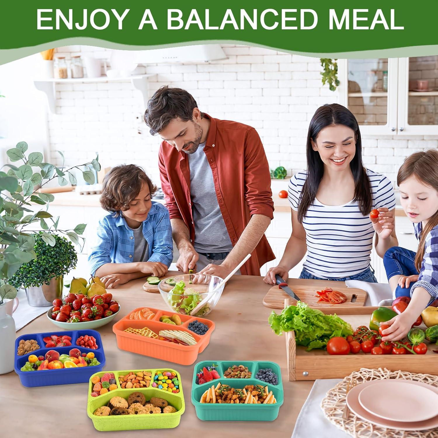 Contenedores Bento BIEOFFEI 4 Compartimentos Reutilizables 1000ml