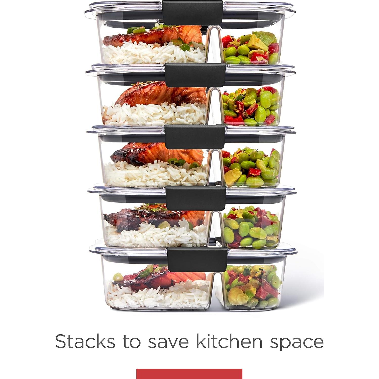 Contenedores de Preparación de Comidas Rubbermaid Brilliance, 5 Piezas, 0.68L, Herméticos
