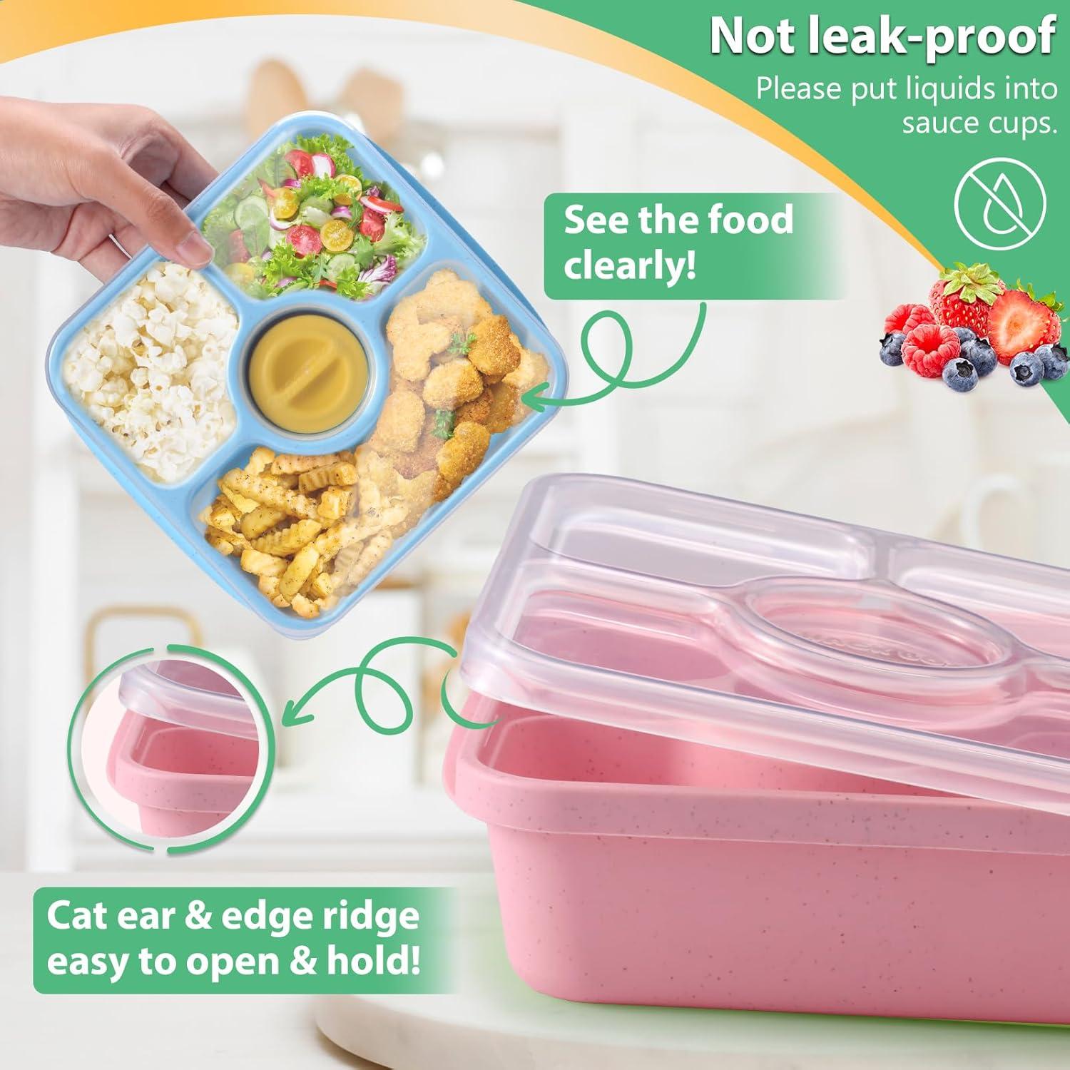 Contenedores Bento Snack 4 Pzs Reutilizables 750ml Pastel