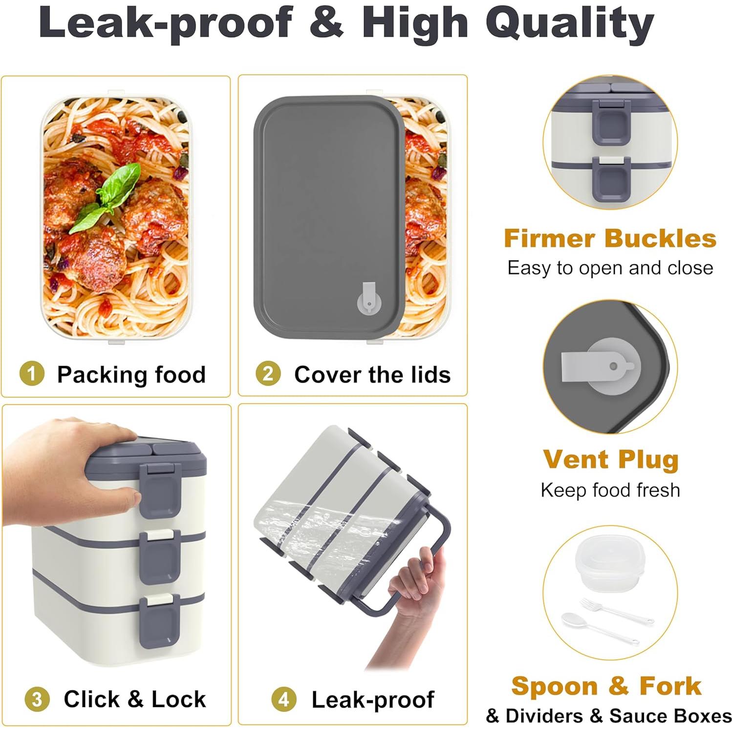 Caja Bento Apilable Kenuket 3000ml 3 Capas A Prueba de Fugas