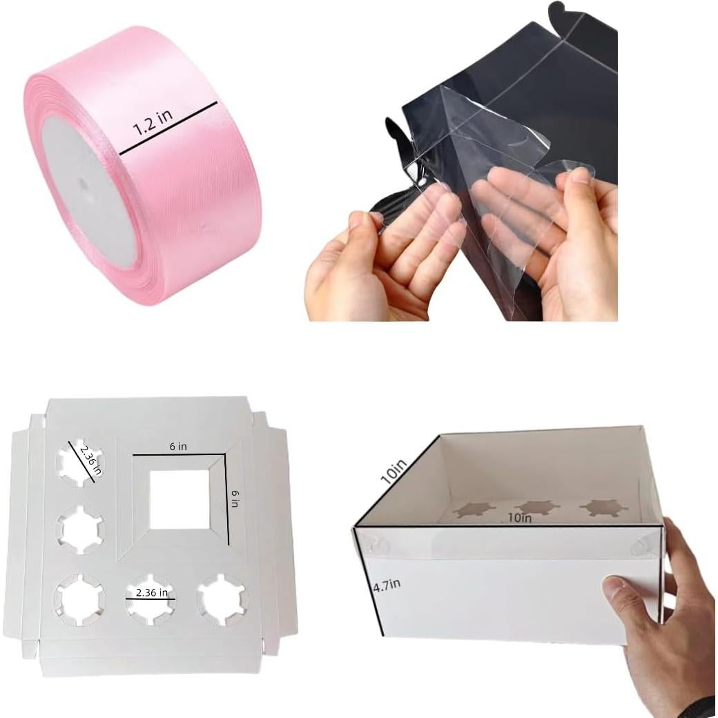 Caja Bento para Pastel y 5 Cupcakes WOO LOVE 25.4x25.4x12.7cm