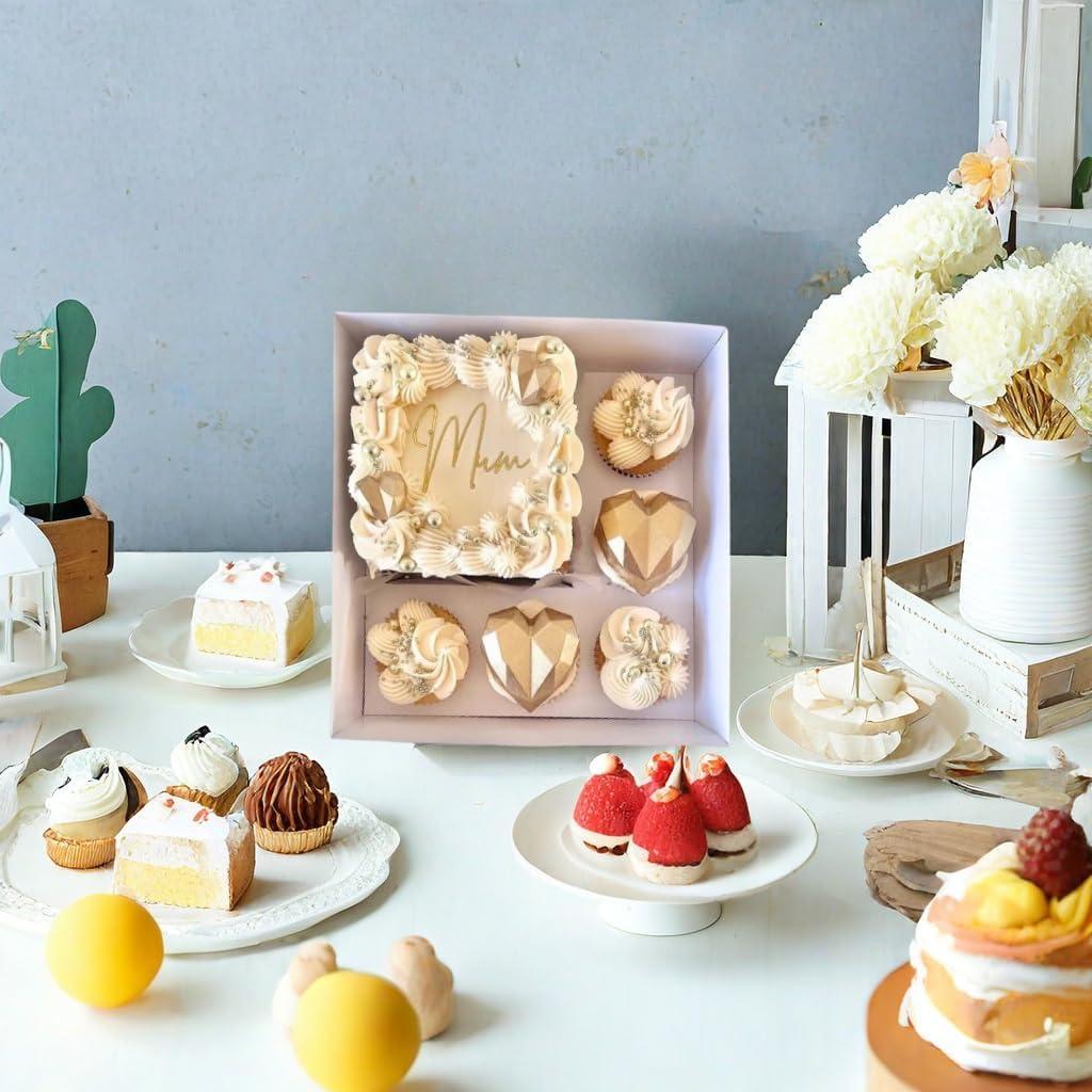 Caja Bento para Pastel y 5 Cupcakes WOO LOVE 25.4x25.4x12.7cm