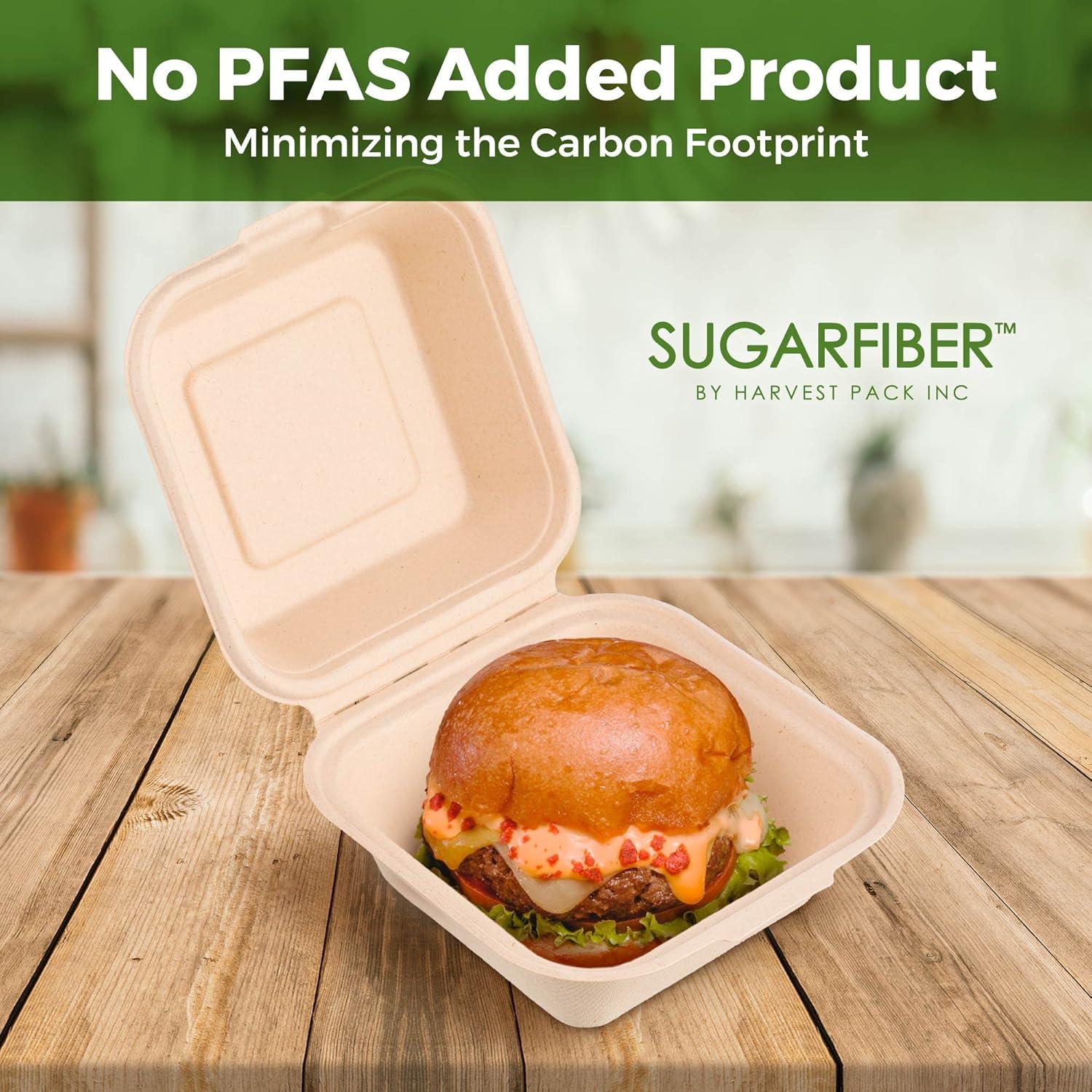 50 Contenedores Cuadrados Compostables Harvest Pack 15.24 cm