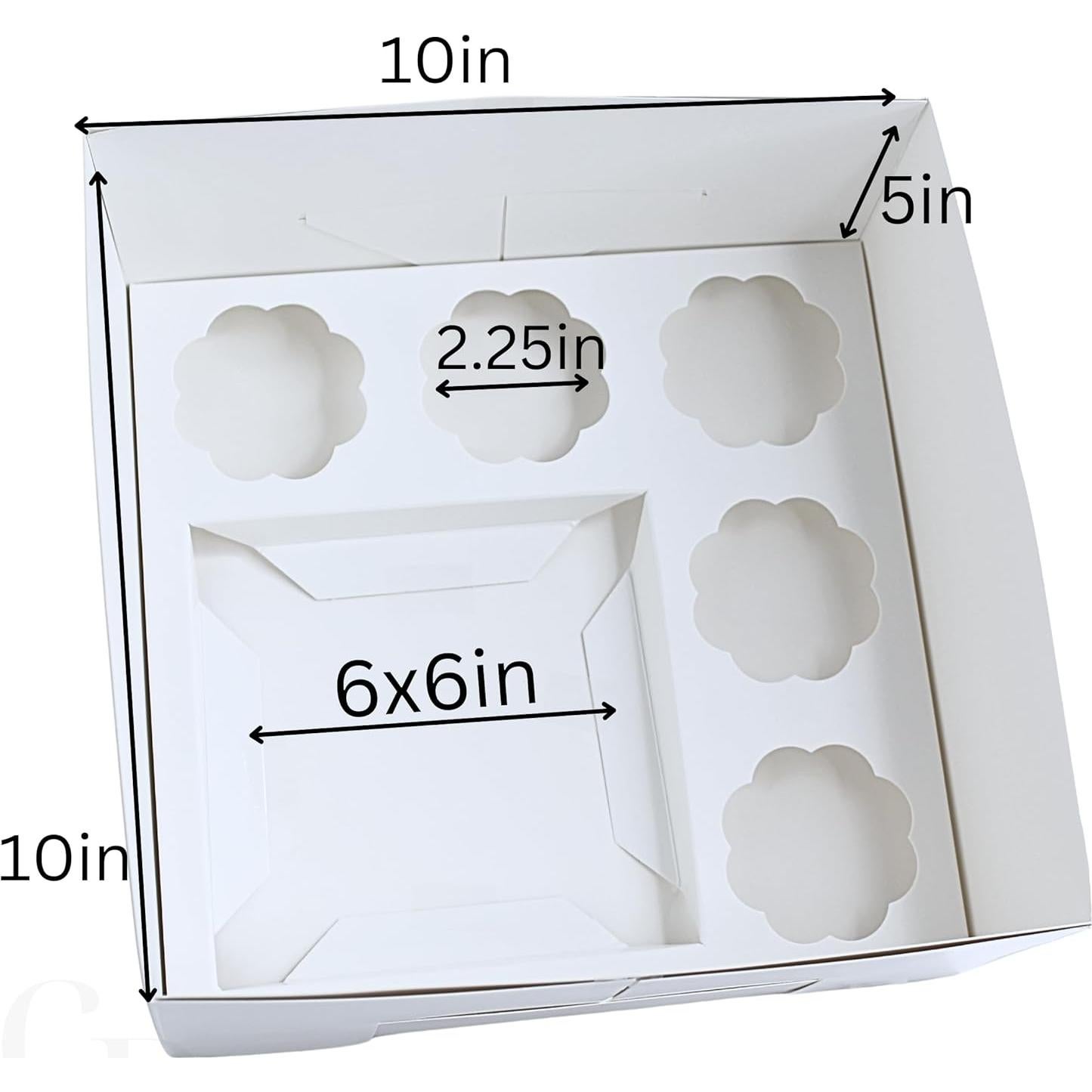 5 Cajas Bento para Cupcakes y Pastel Genérico 25.4x25.4cm