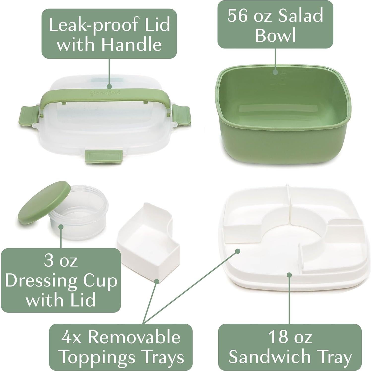 Contenedor apilable Goodful 1.59L a prueba de fugas salvia