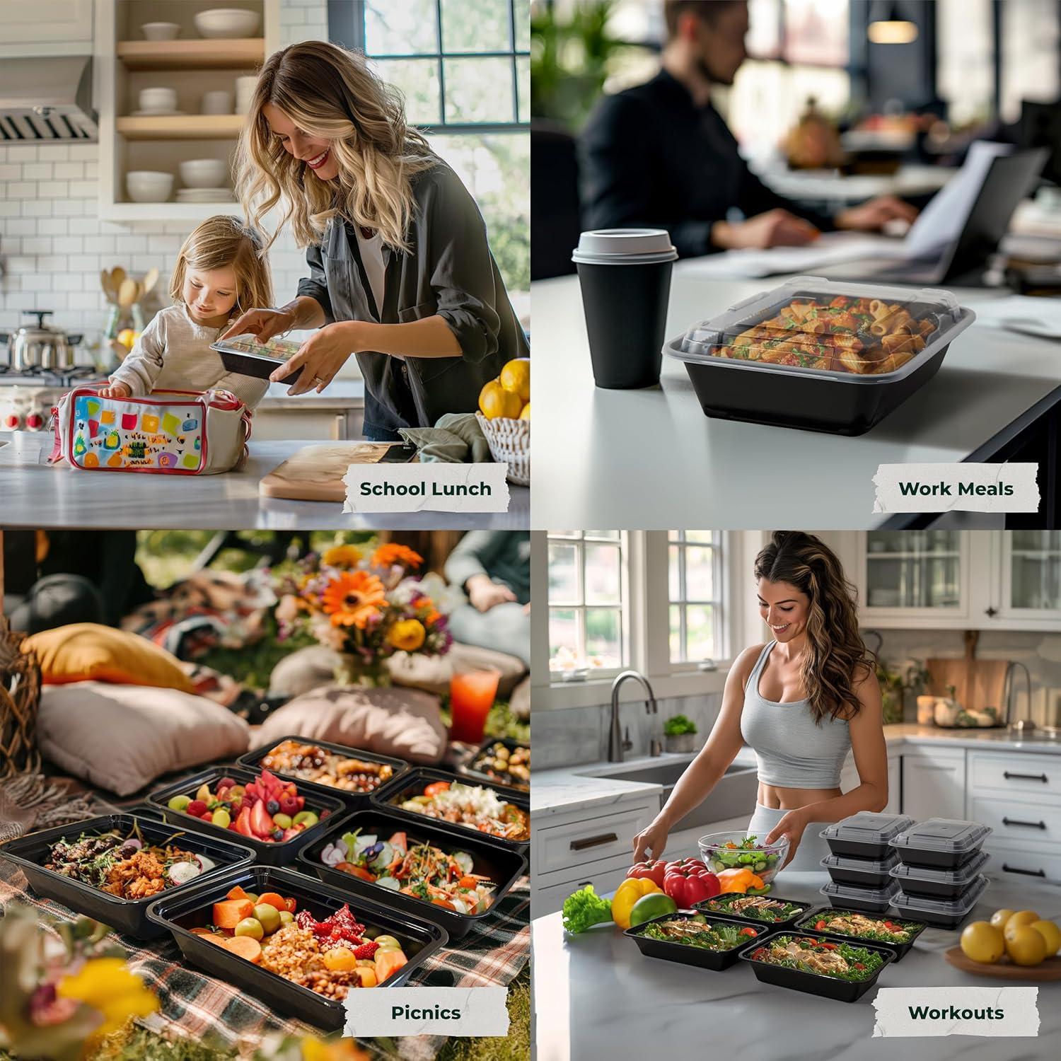 Contenedores de Comida Enther 12 Piezas 830ml Apilables BPA Free