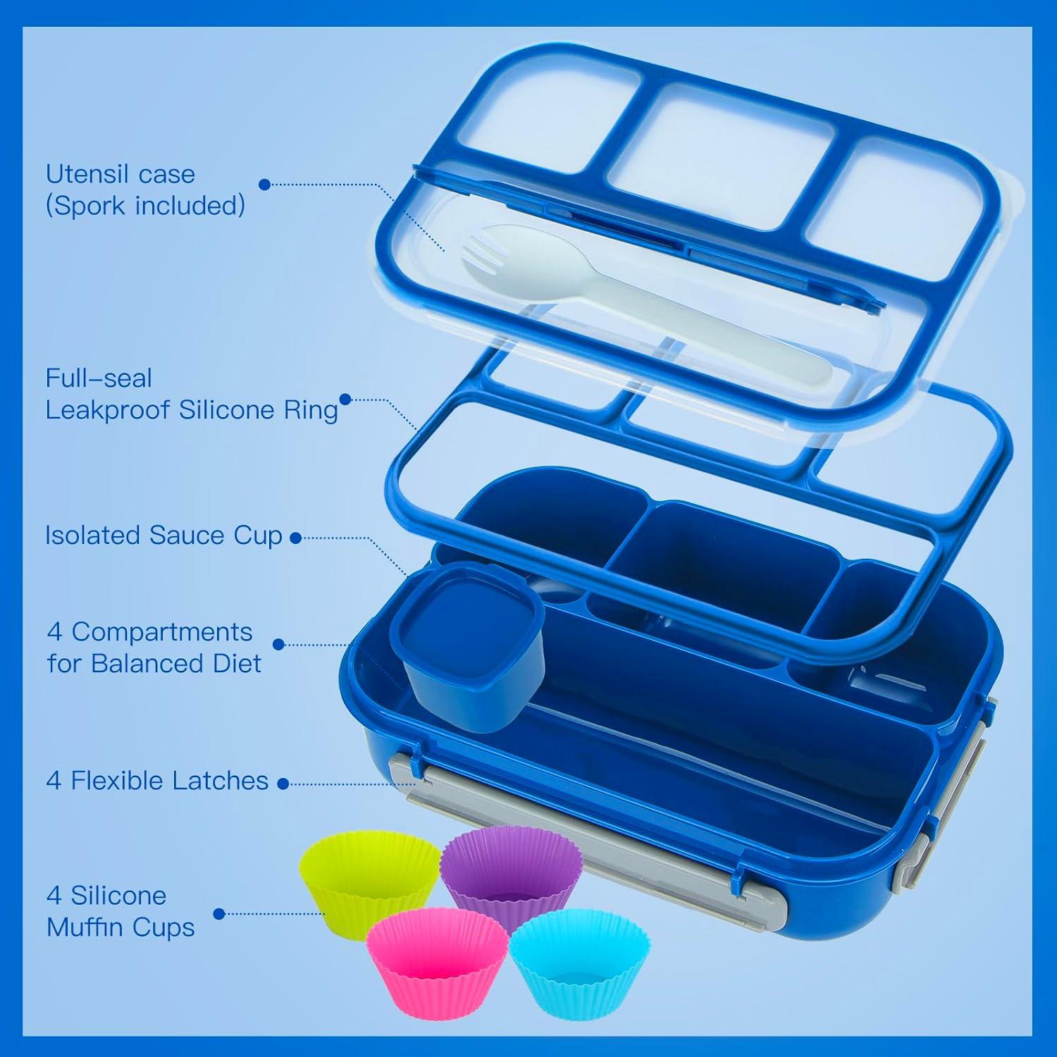 Caja de Almuerzo MaMix Bento Box 1300ml 4 Compartimentos Azul