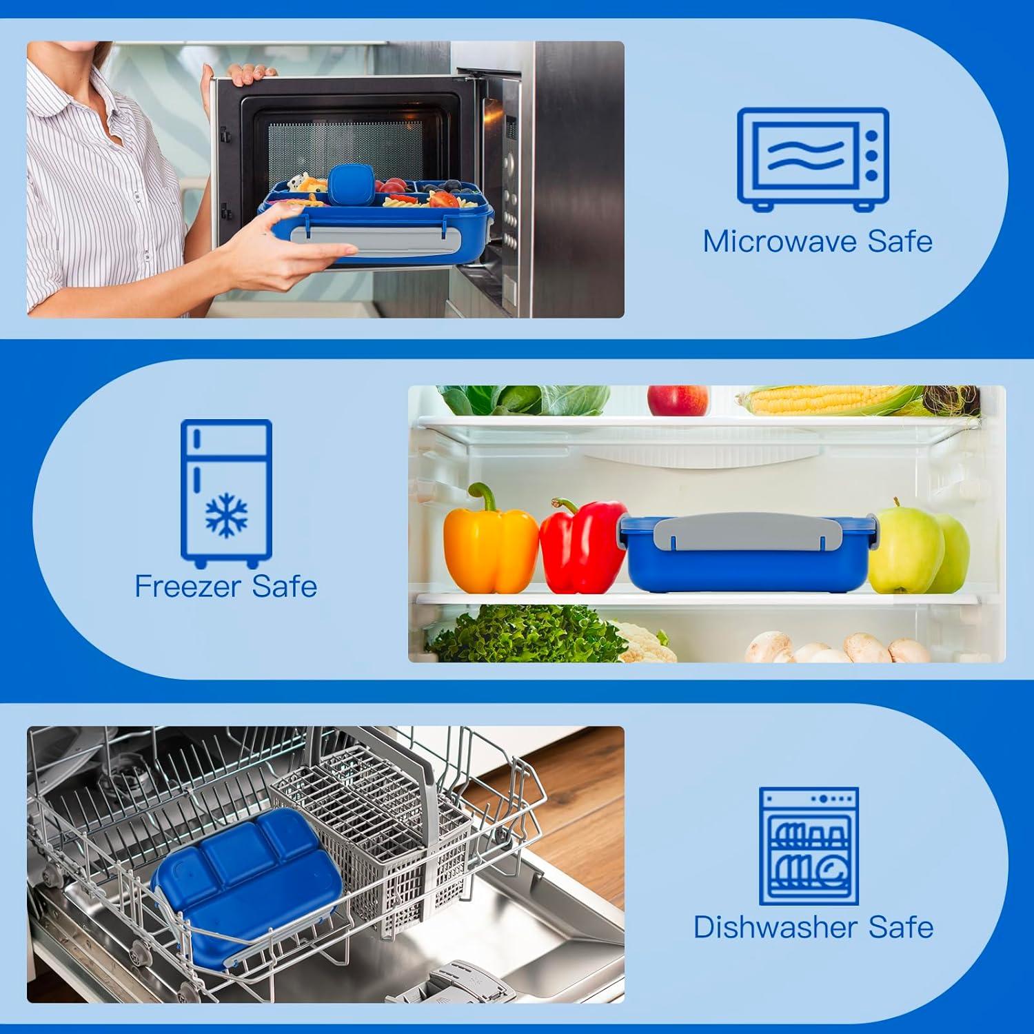 Caja de Almuerzo MaMix Bento Box 1300ml 4 Compartimentos Azul