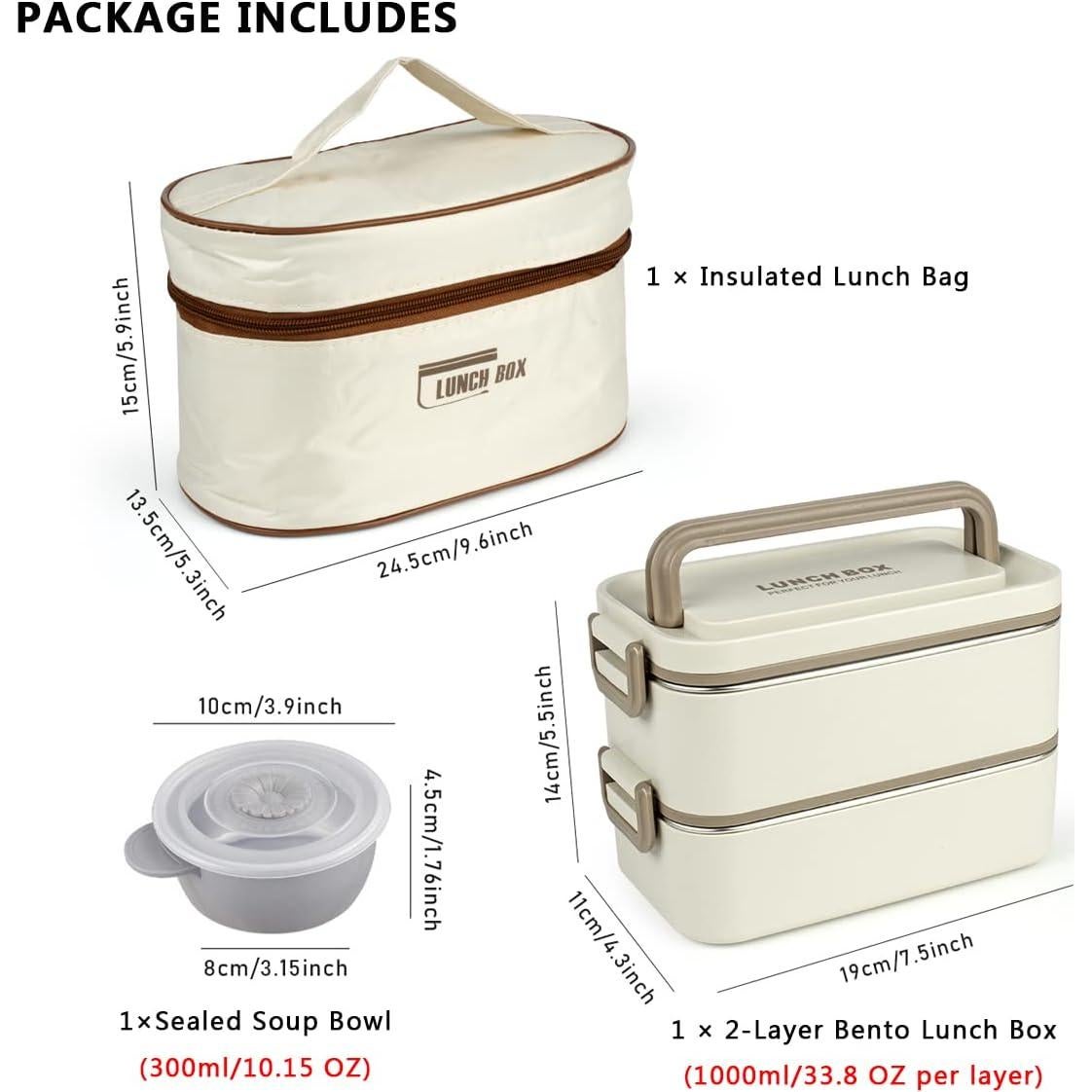 Caja Bento Aislada Keweis 2 Niveles 2000 ml con Tazón Sopa