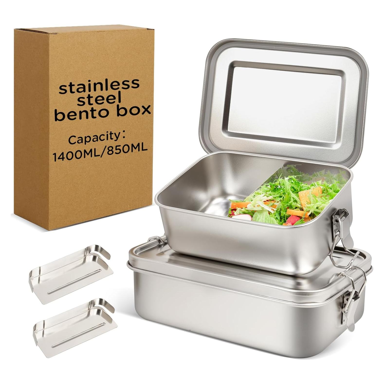 Caja de Almuerzo Acero Inoxidable LEEPENK 1400/850ml 2 Piezas