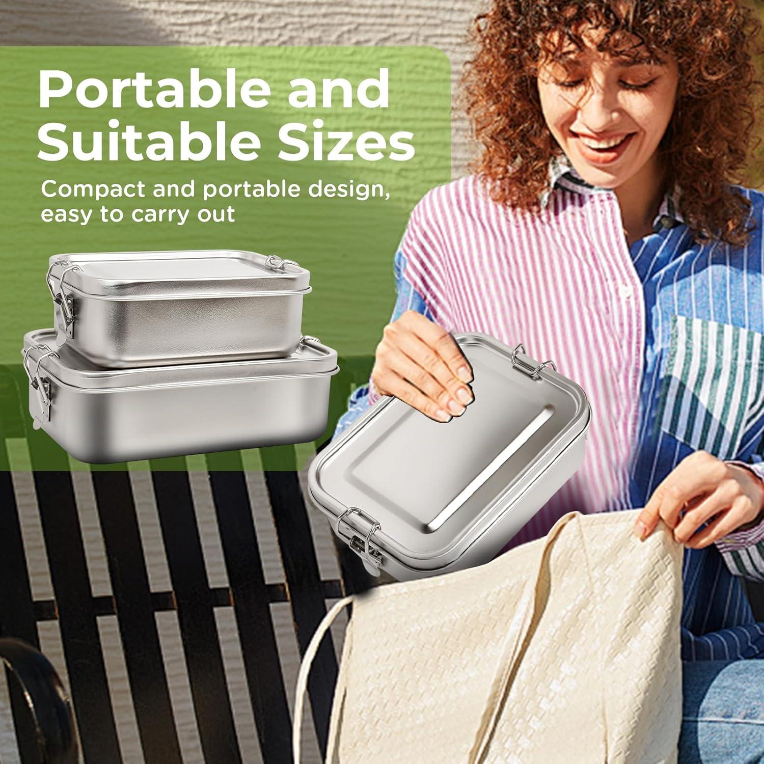 Caja de Almuerzo Acero Inoxidable LEEPENK 1400/850ml 2 Piezas