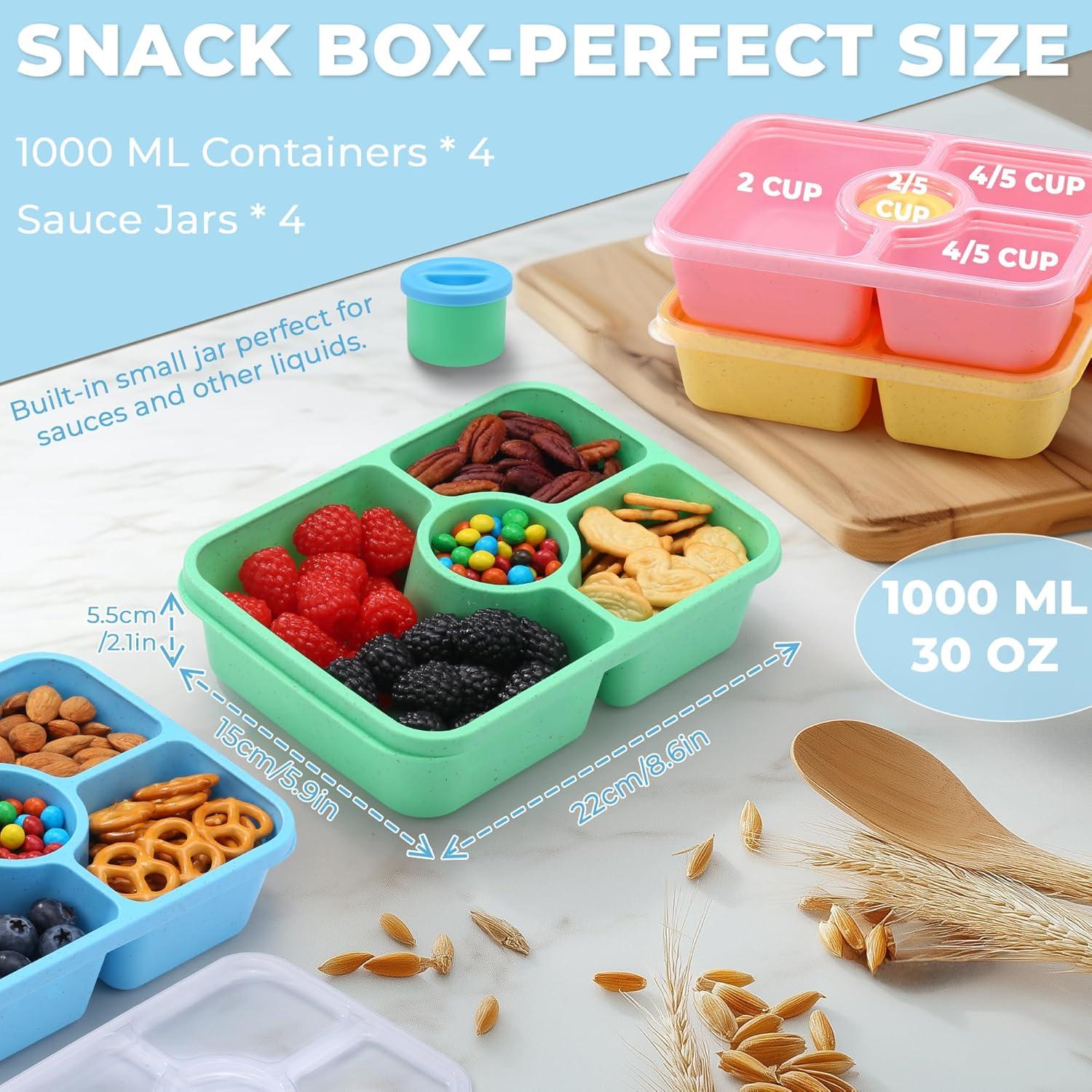 Juego de 4 Contenedores Bento Reutilizables GadgBlizza 1000ml