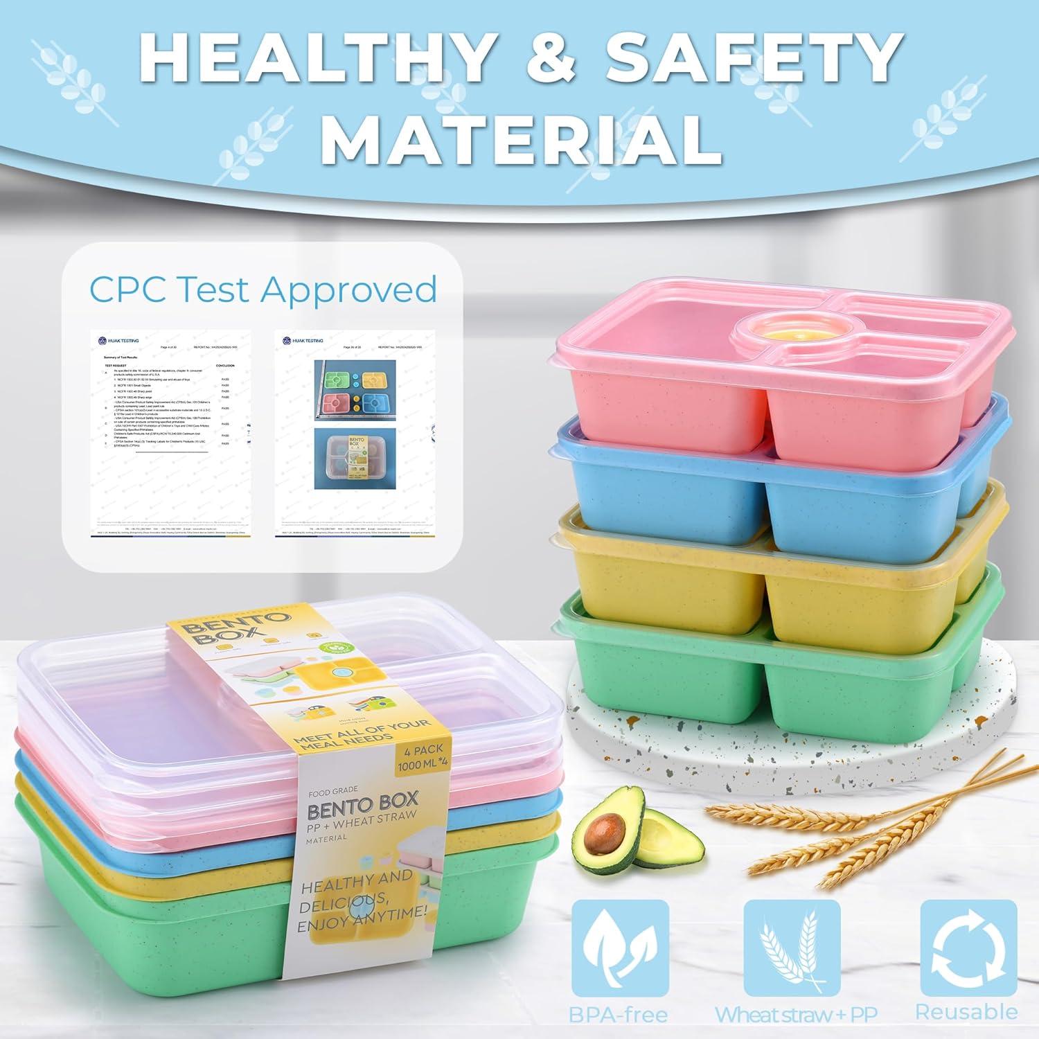 Juego de 4 Contenedores Bento Reutilizables GadgBlizza 1000ml