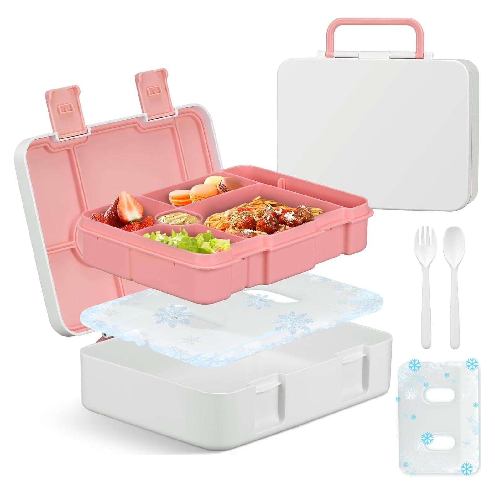 Caja de Almuerzo Bento LAUJIA Rosa 5 Compartimentos A Prueba de Fugas