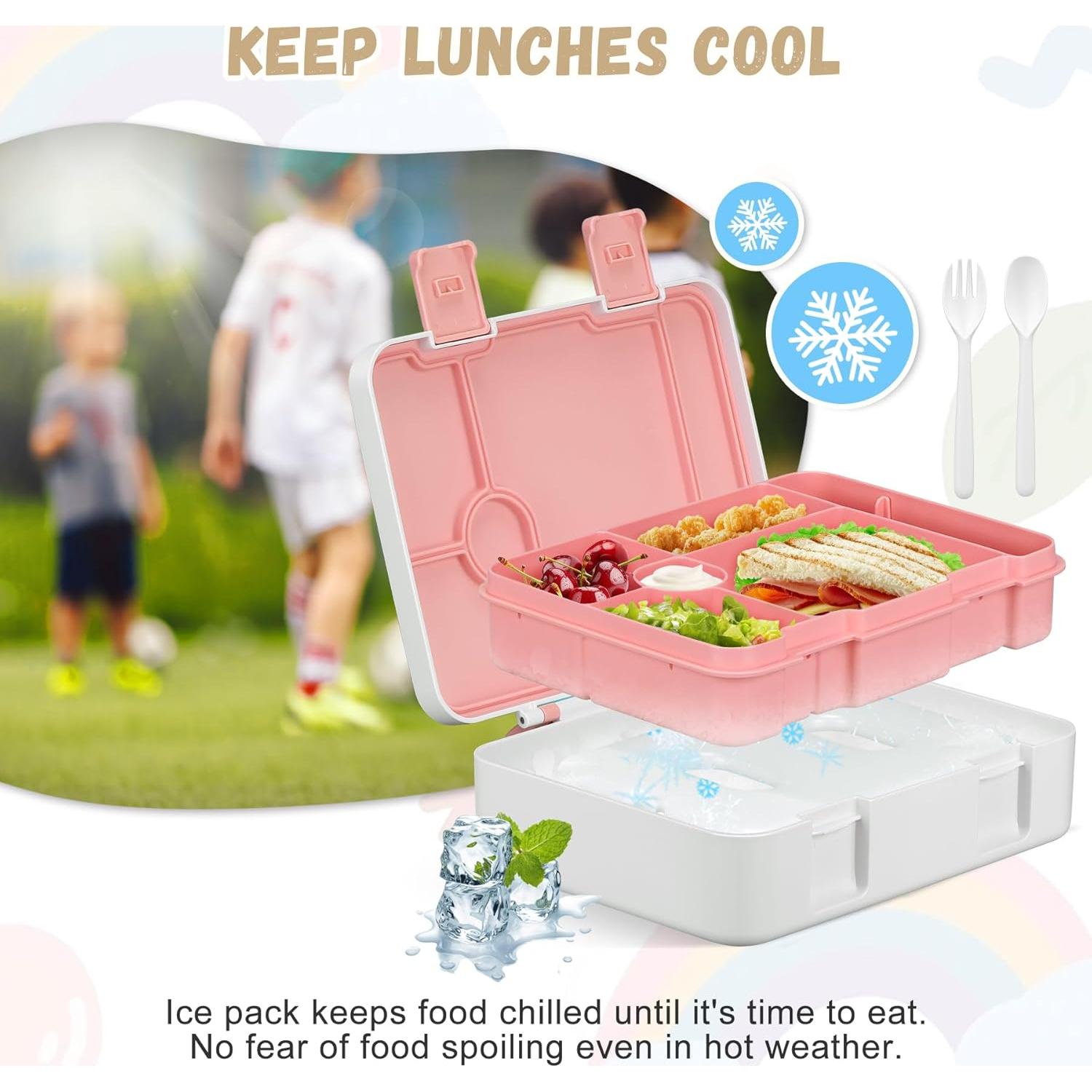 Caja de Almuerzo Bento LAUJIA Rosa 5 Compartimentos A Prueba de Fugas