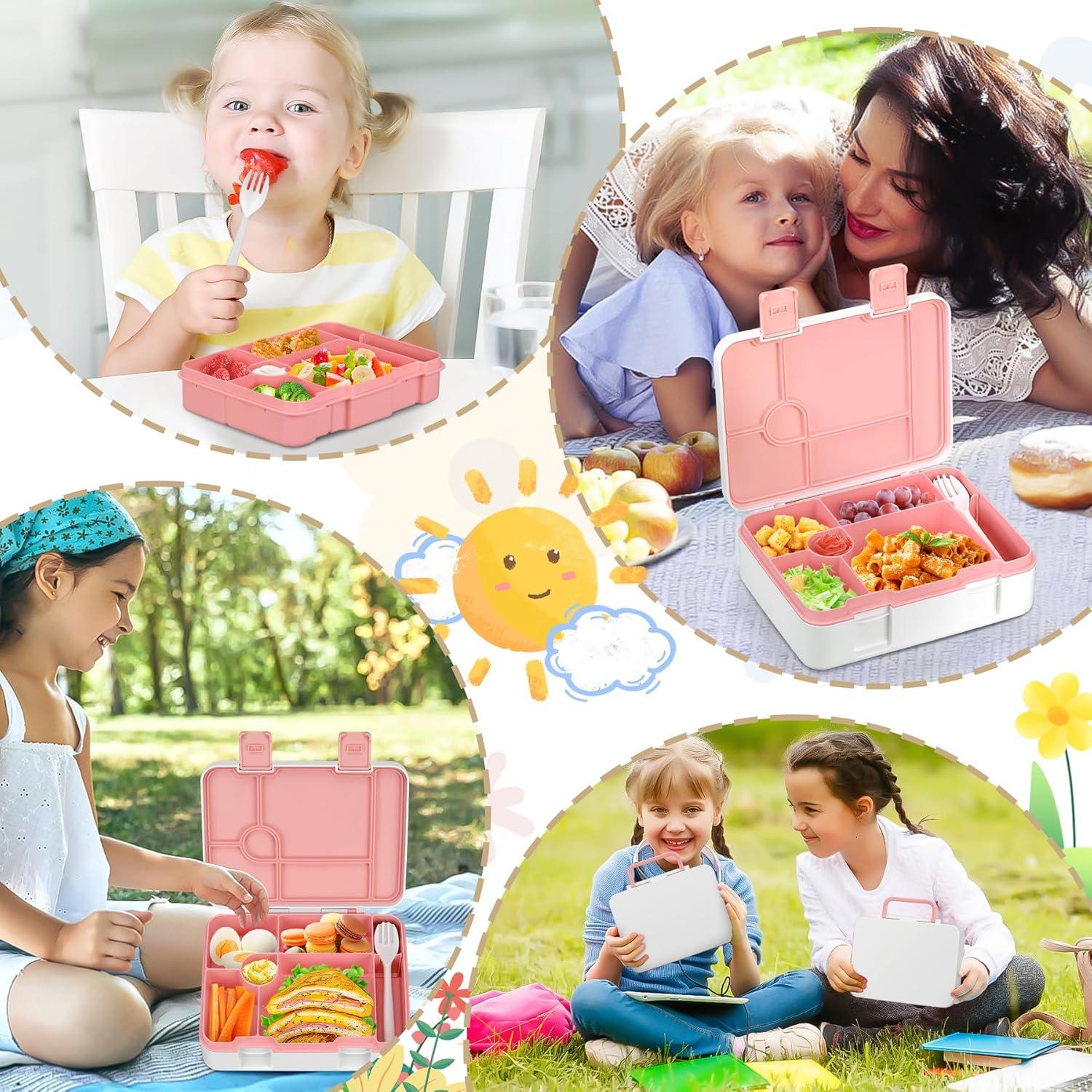 Caja de Almuerzo Bento LAUJIA Rosa 5 Compartimentos A Prueba de Fugas