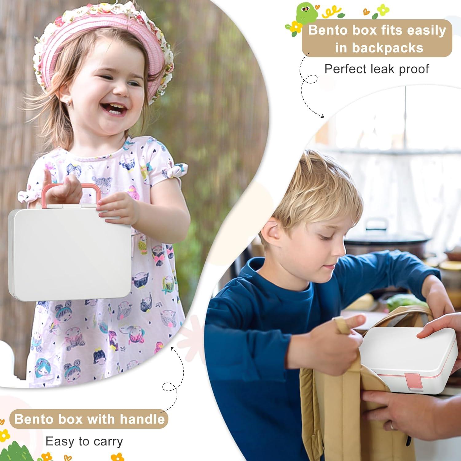 Caja de Almuerzo Bento LAUJIA Rosa 5 Compartimentos A Prueba de Fugas