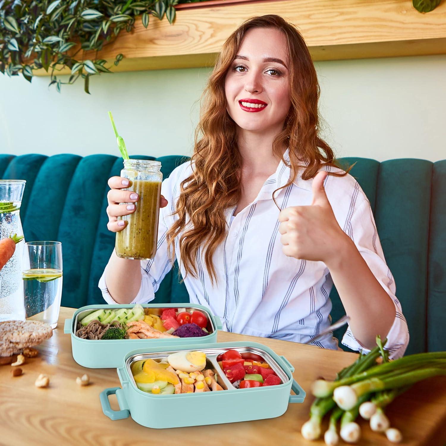 Caja Bento de Acero Inoxidable JUBOSYCZ 2100ml Verde Matcha